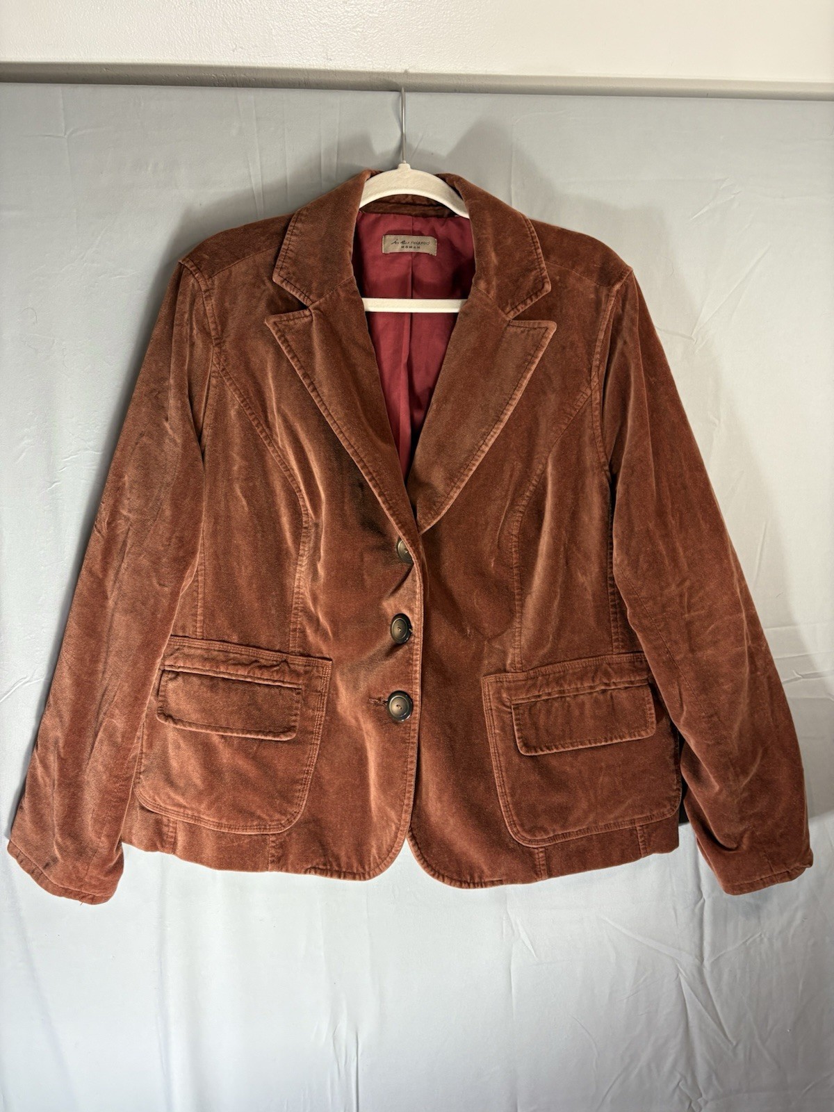 Vintage Rust Brown Velvet Womens Oversized Blazer sz M by i.e. 70s Style Western