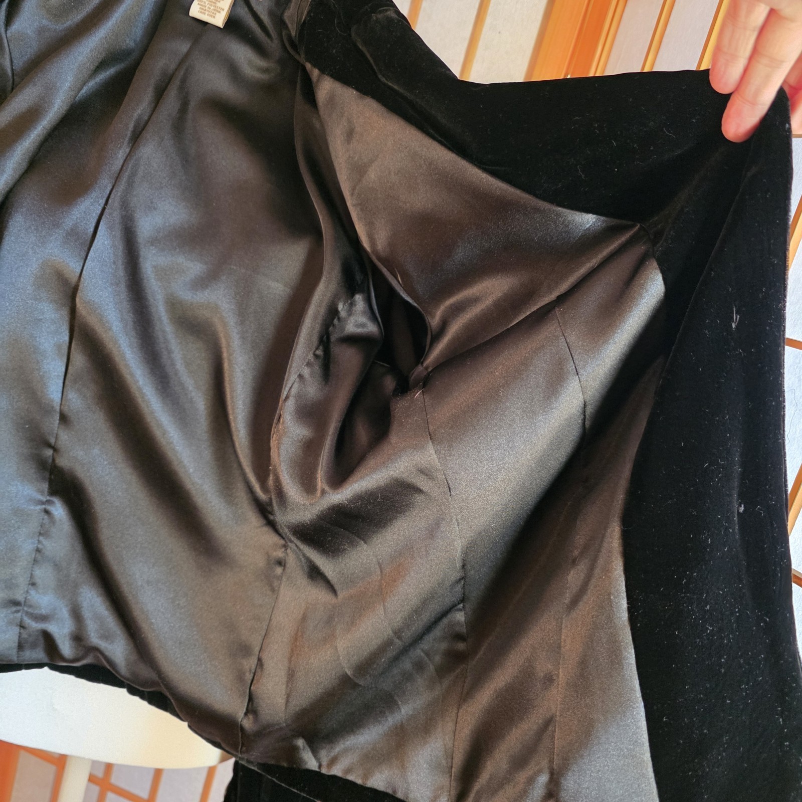 Parisian Vtg 90s Blazer Jacket W’s Sz 10 Silk Blend Black Velvet 3 Button Lined
