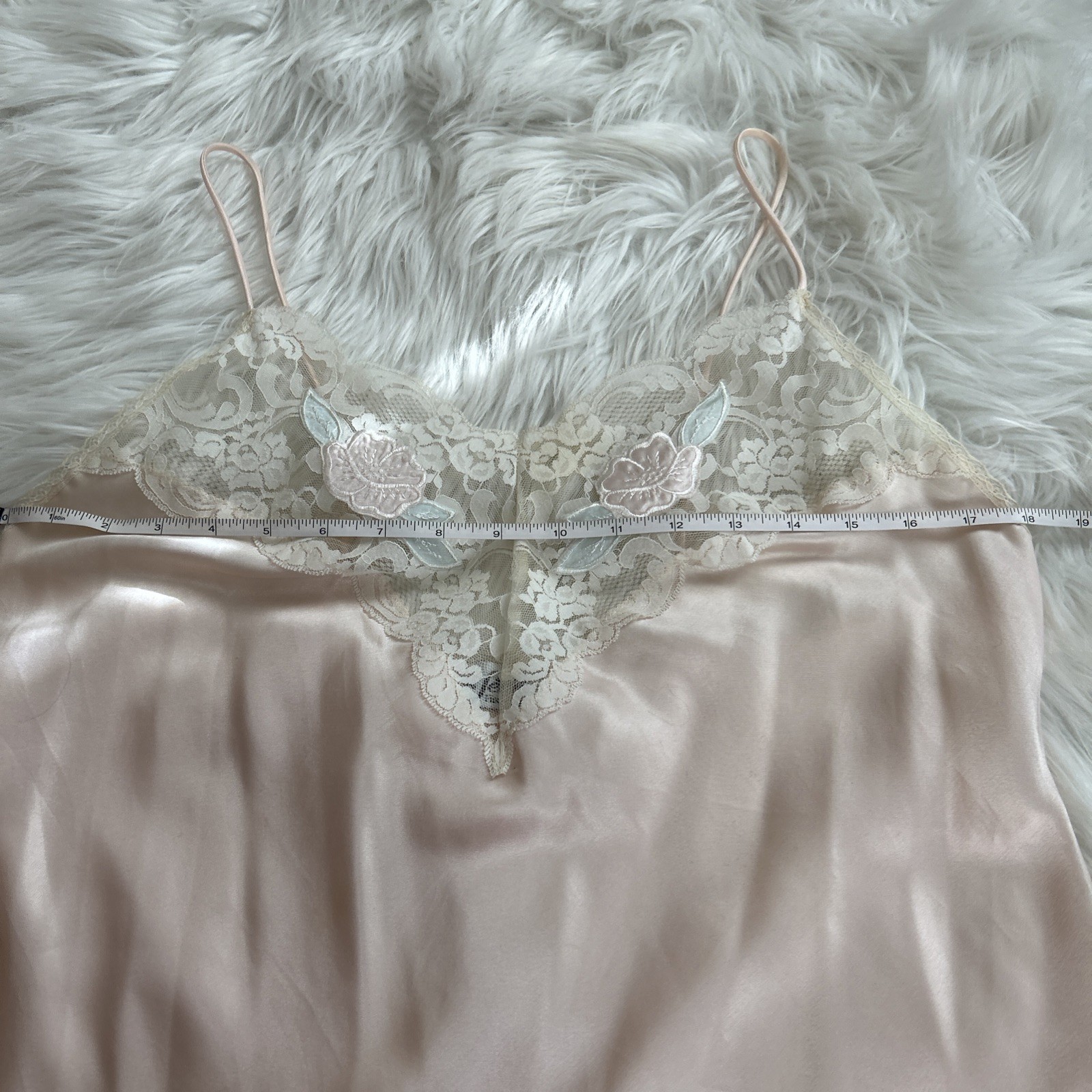 VTG Sedu Floral Lace Strappy Nylon Lingerie Nightgown Sz L Lovely