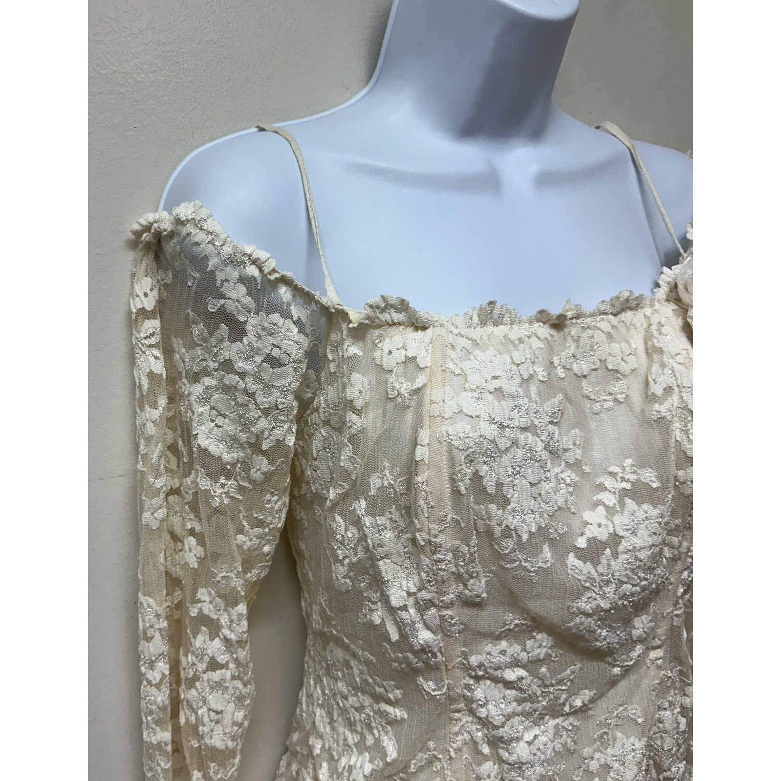 Vtg 80’s Dress Lace Romantic Victorian Handkerchief Hem Bustier Size M NEW