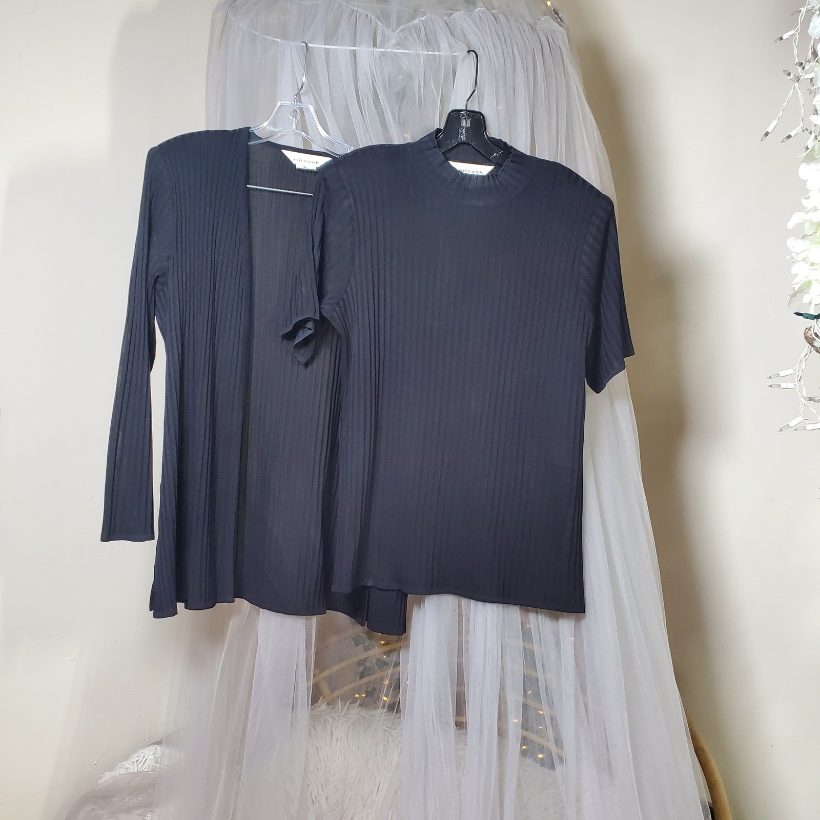 Misook Vtg Old Money Mob Wife Sweater Set Coastal Grandma Career Top Size XL