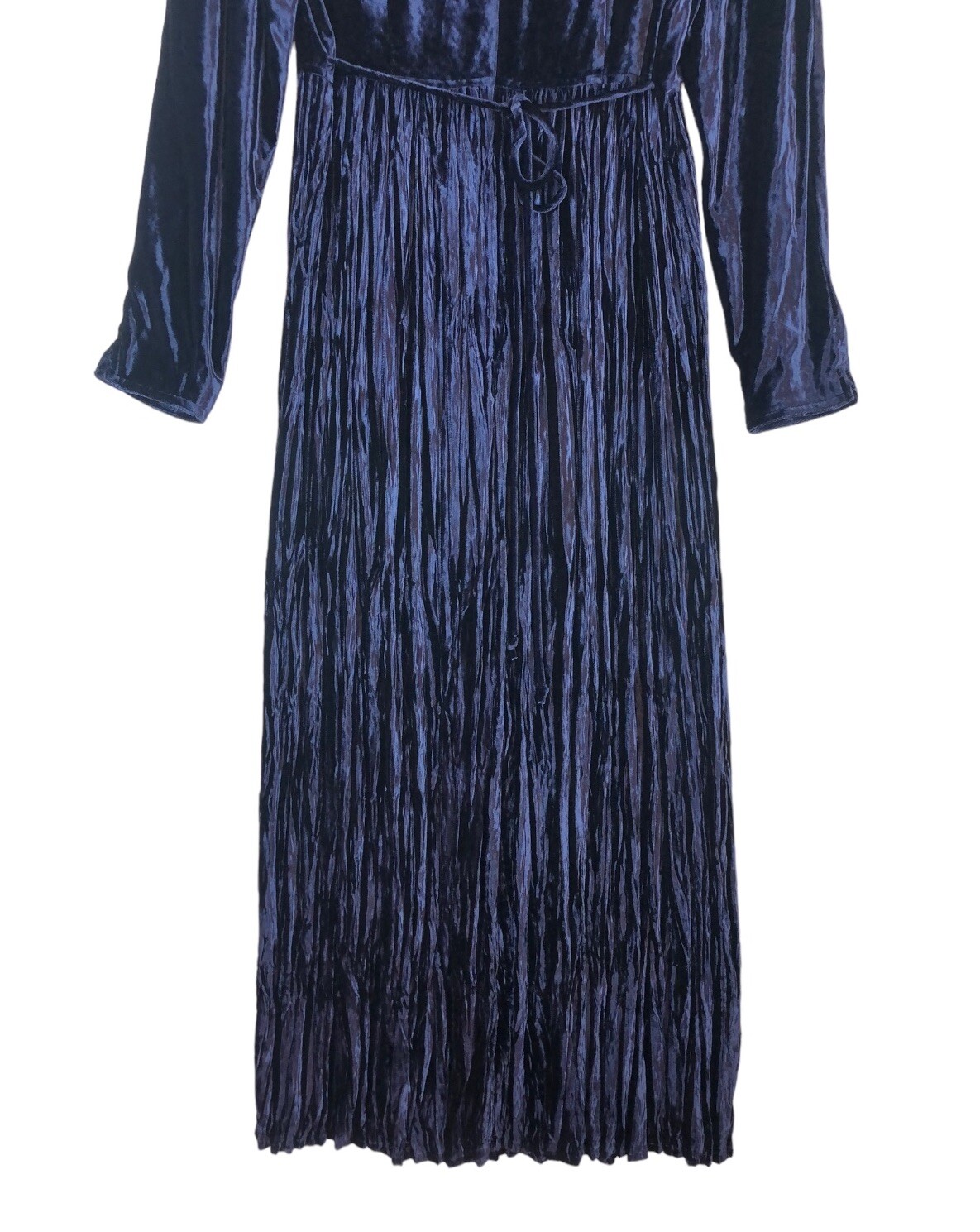 Size 8 Sharon Young Women’s Maxi Dress Navy Blue Crushed Velvet 90s