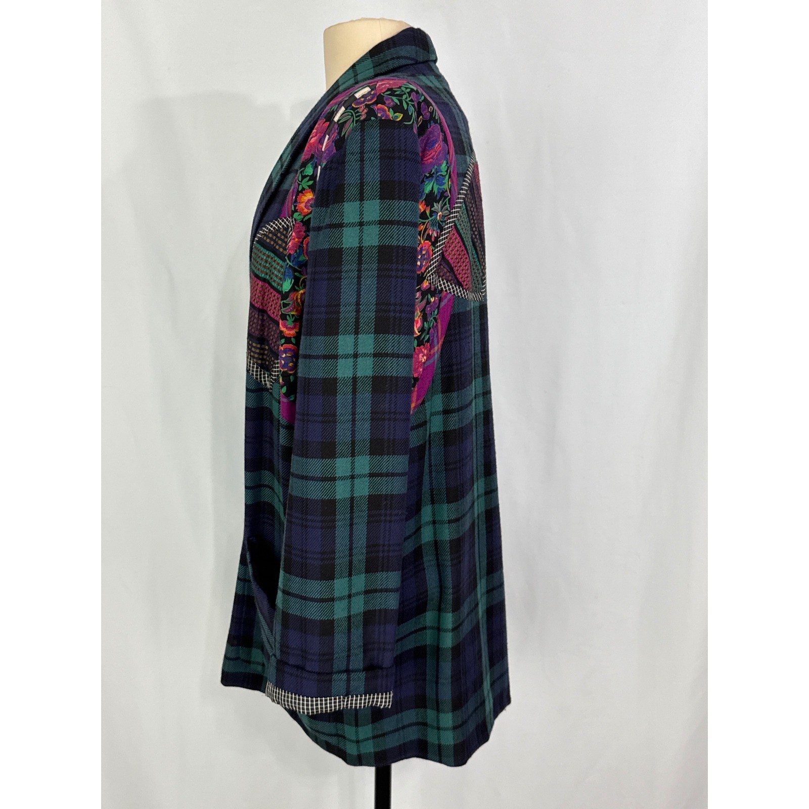 CANVASBACKS Lutton & Horsfield Vintage 80s Plaid Blazer Jacket Patchwork Wool, L
