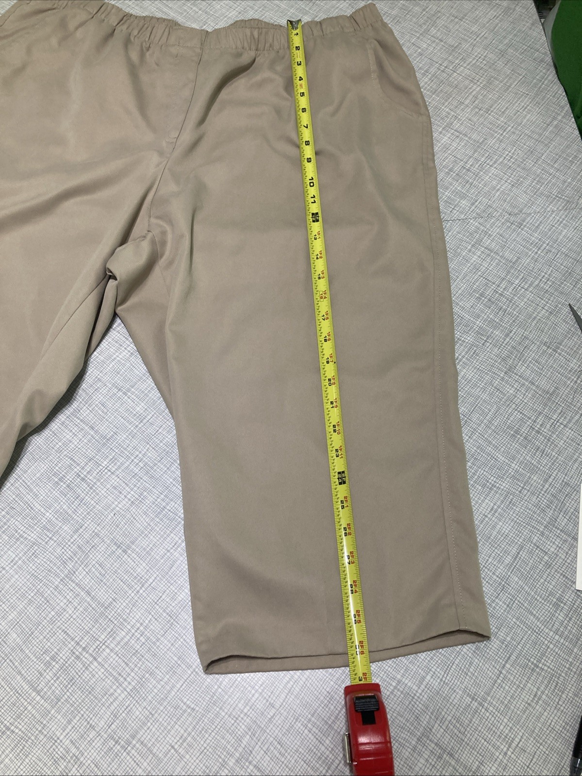 Alia Vtg 90s Y2K Women 20W Beige Capri Pants Grannycore Elastic Waist Plus Poly