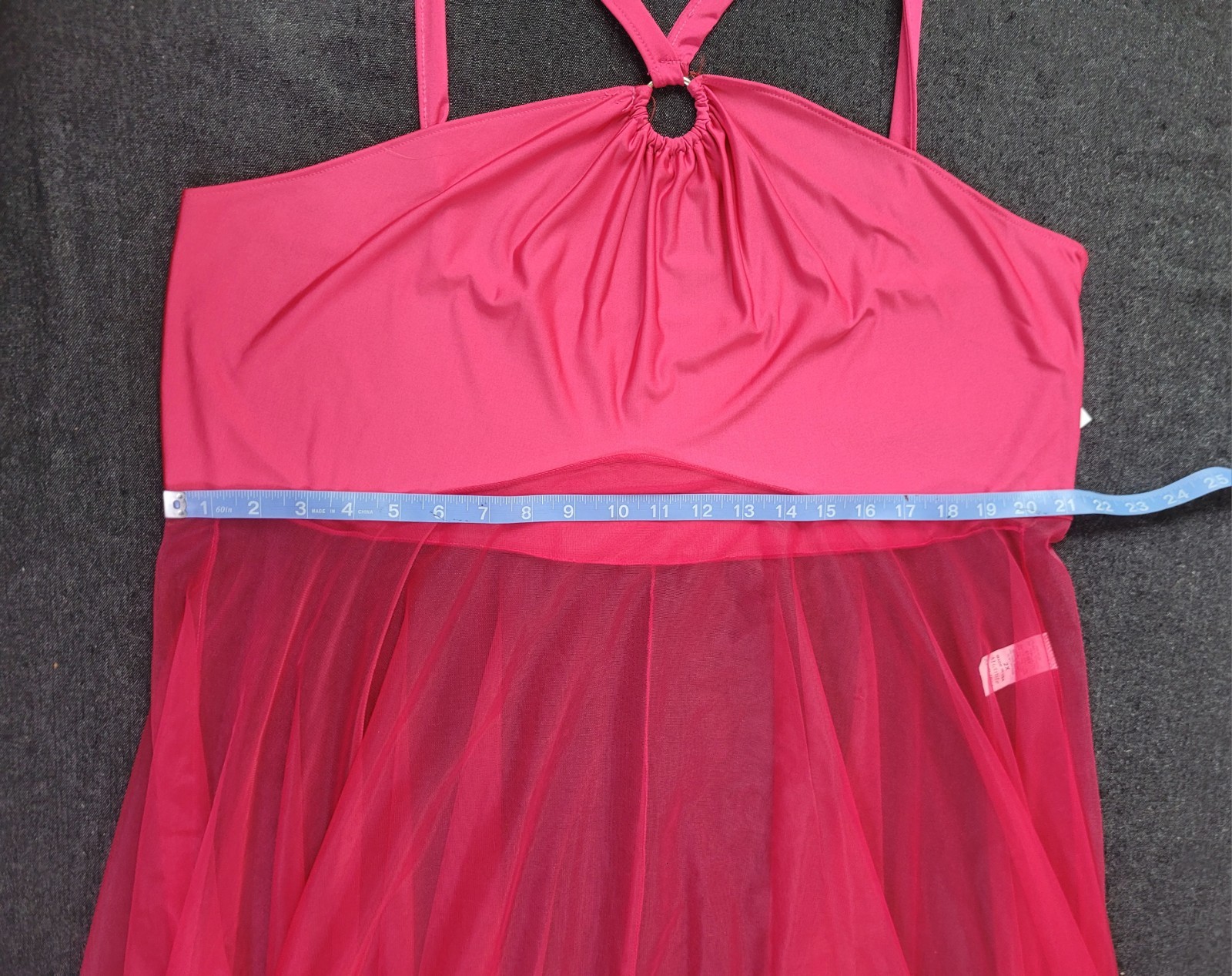 Vintage 90s Y2K Deadstock Plus Size Maxi Lingerie Halter Dress Hot Pink 1x/2x