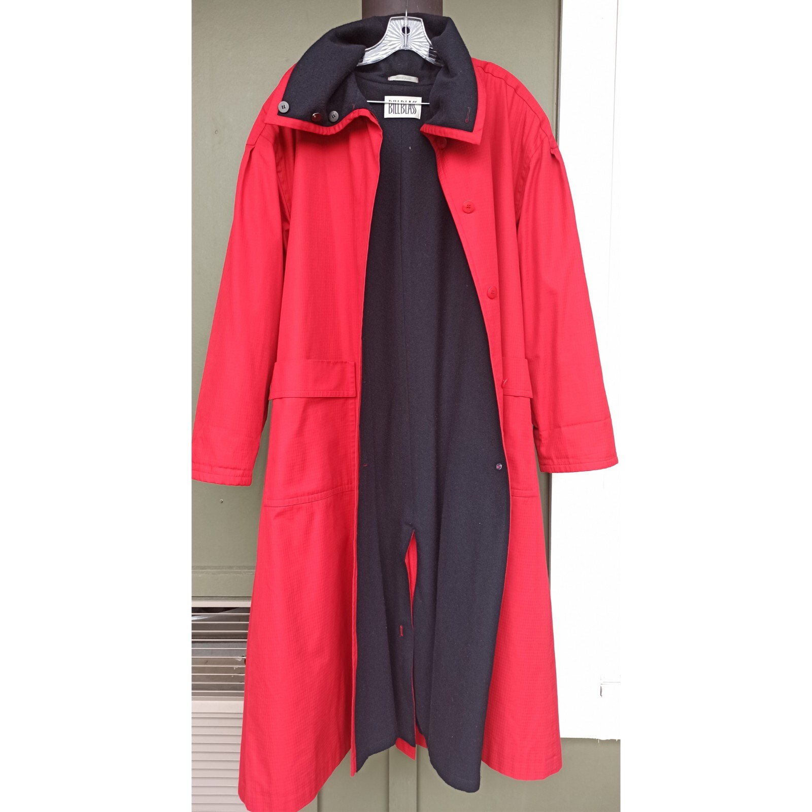Vintage Licensed In 80s Bliss Blass Red Long Coat With Wool Lining