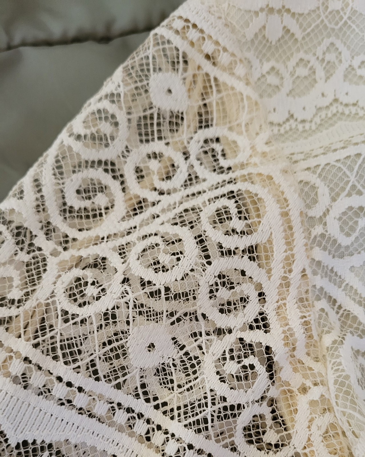 Vtg 70s 80s Lace Boho Wedding Dress Long Sleeve ILGWU Union Made 1920s Revival M