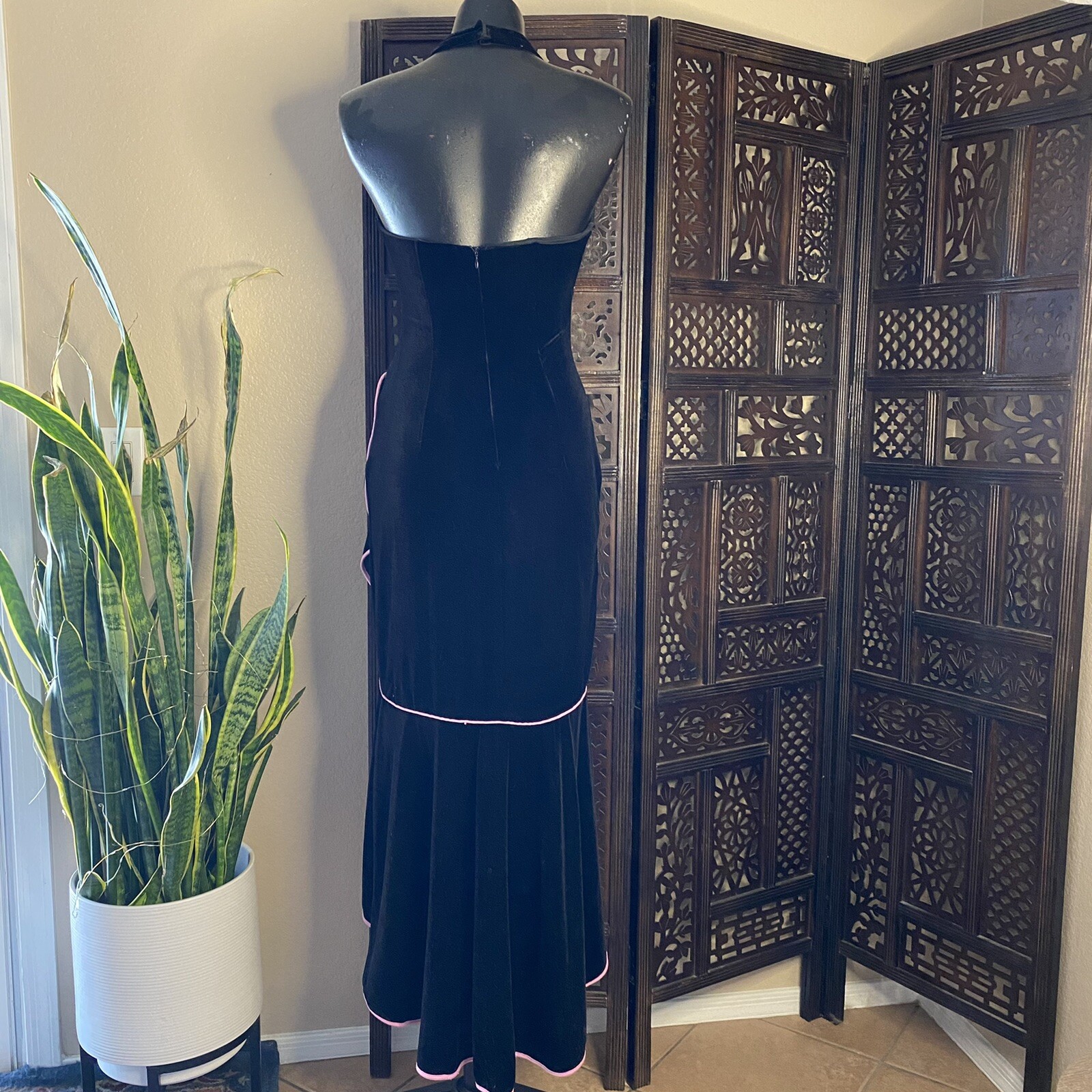 vintage velvet cascading hi-low maxi Dress By Blondie Nites Jaslene Size 3