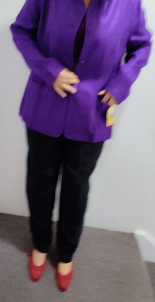 VTG 90’s Nordstrom Essential Elements Women Purple Rayon 3 Button Blazer : XL