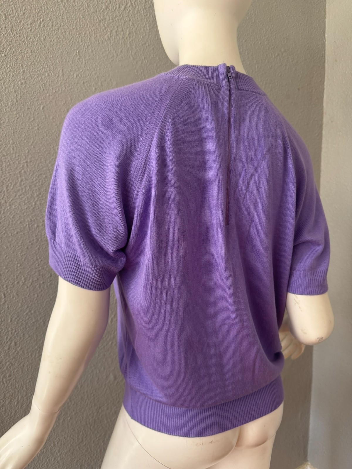 Vintage 70s Lavender Purple Mock Knit Pullover Sweater Top S