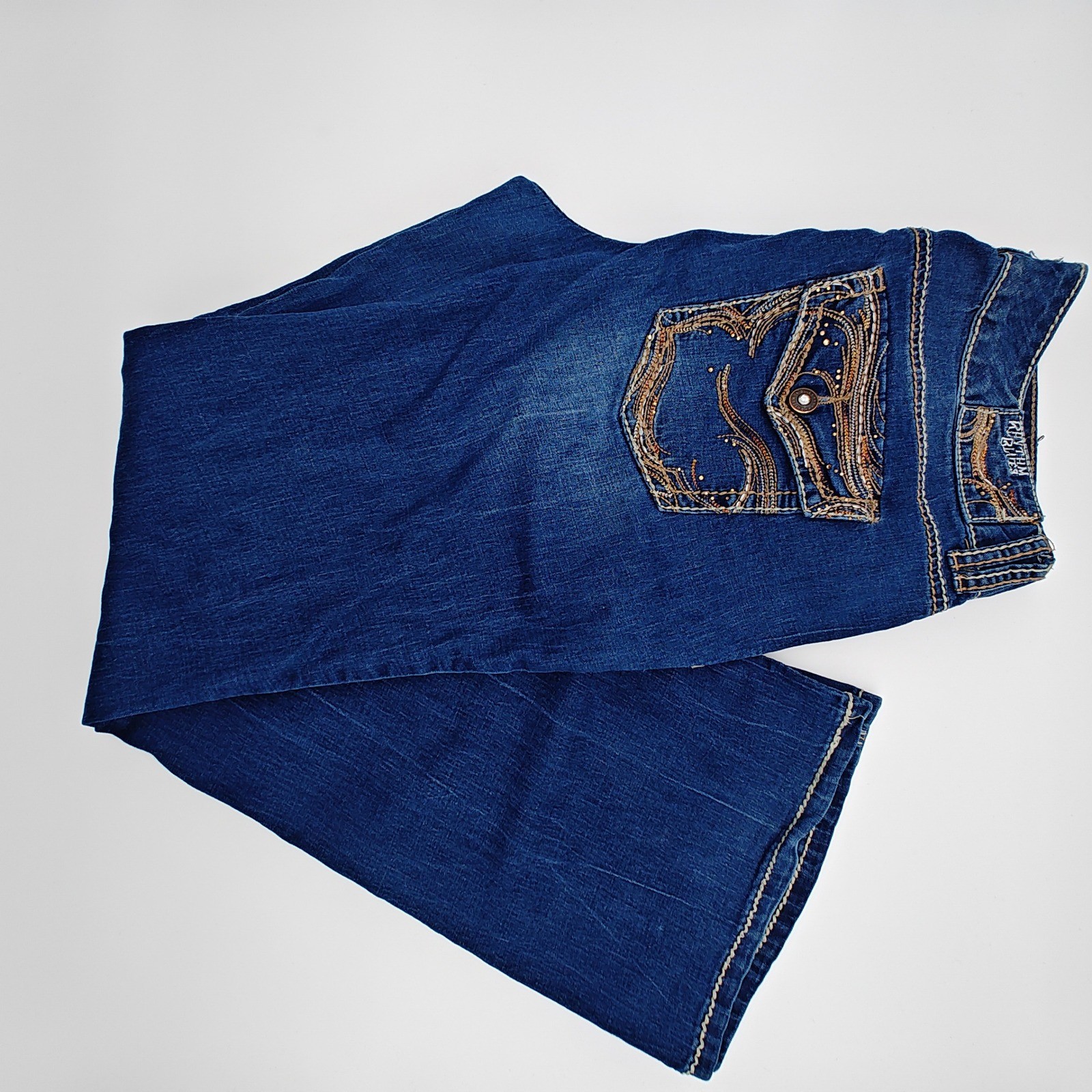 Rhythm In Blues Jeans Womens 14 Bootcut Flap Pocket Embellished Denim