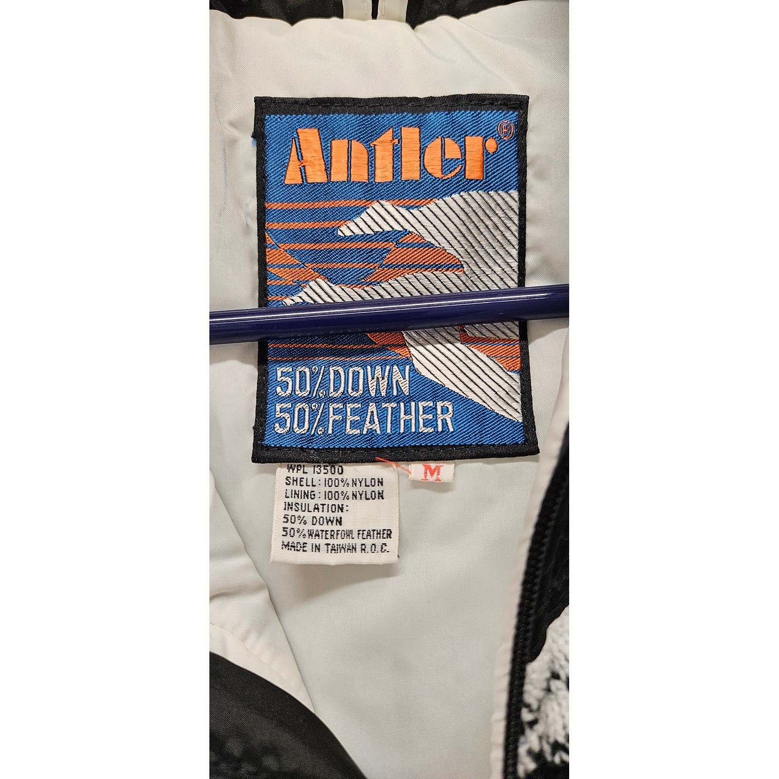Vtg 70’s Antler Puffer Vest Black Nordic Snowflake Down Filled Quilted Mens M