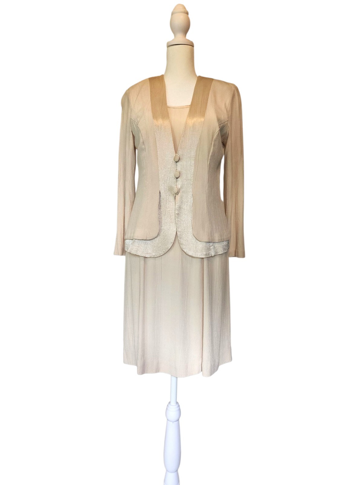 US VTG Wild Rose Petites 2PC Dress + Jacket Mother of the Bride Special Event 4P