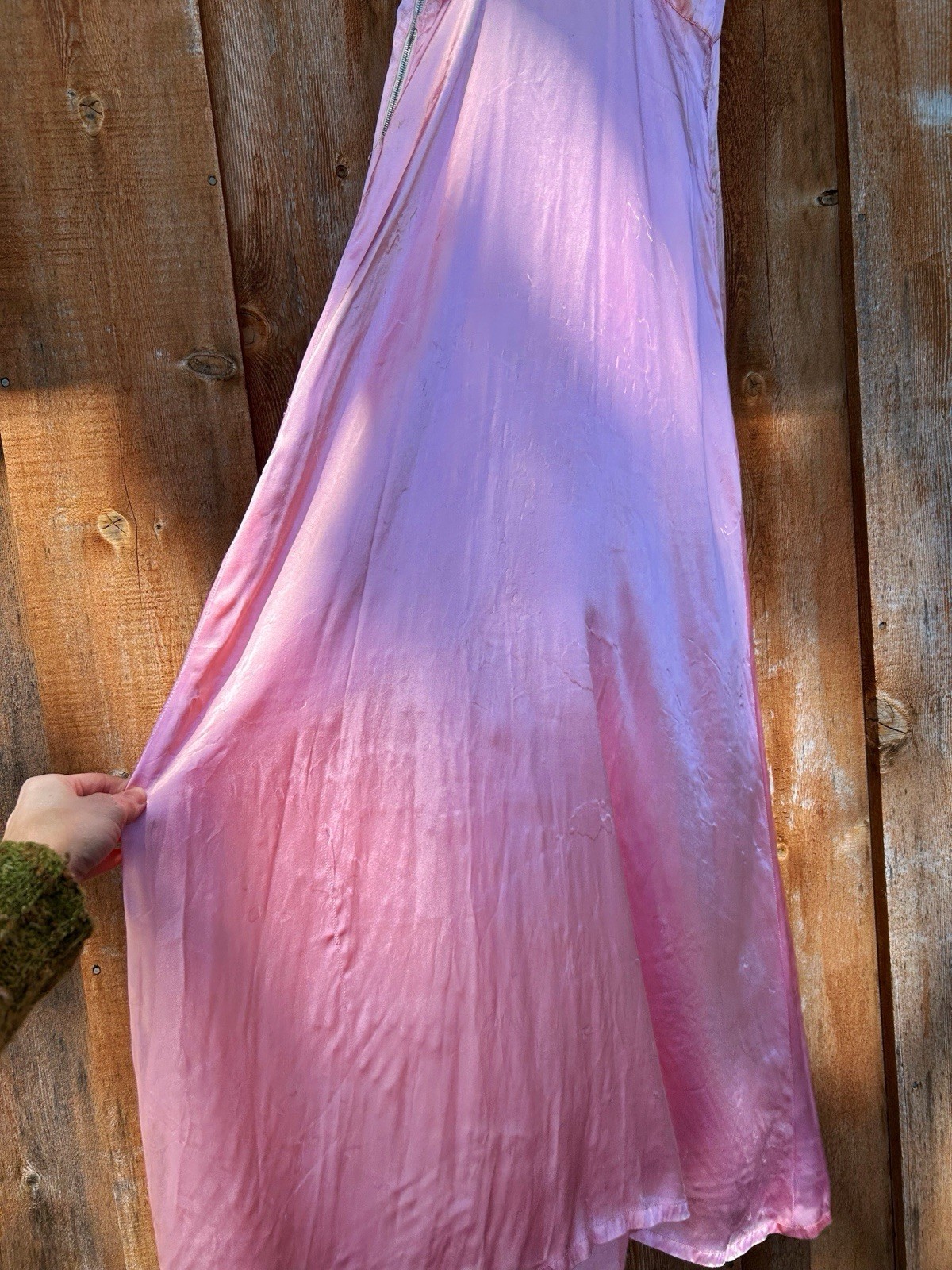 Vintage 1940s Bias Cut Nightgown Pink Satin (Silk/Rayon?) – Please Read