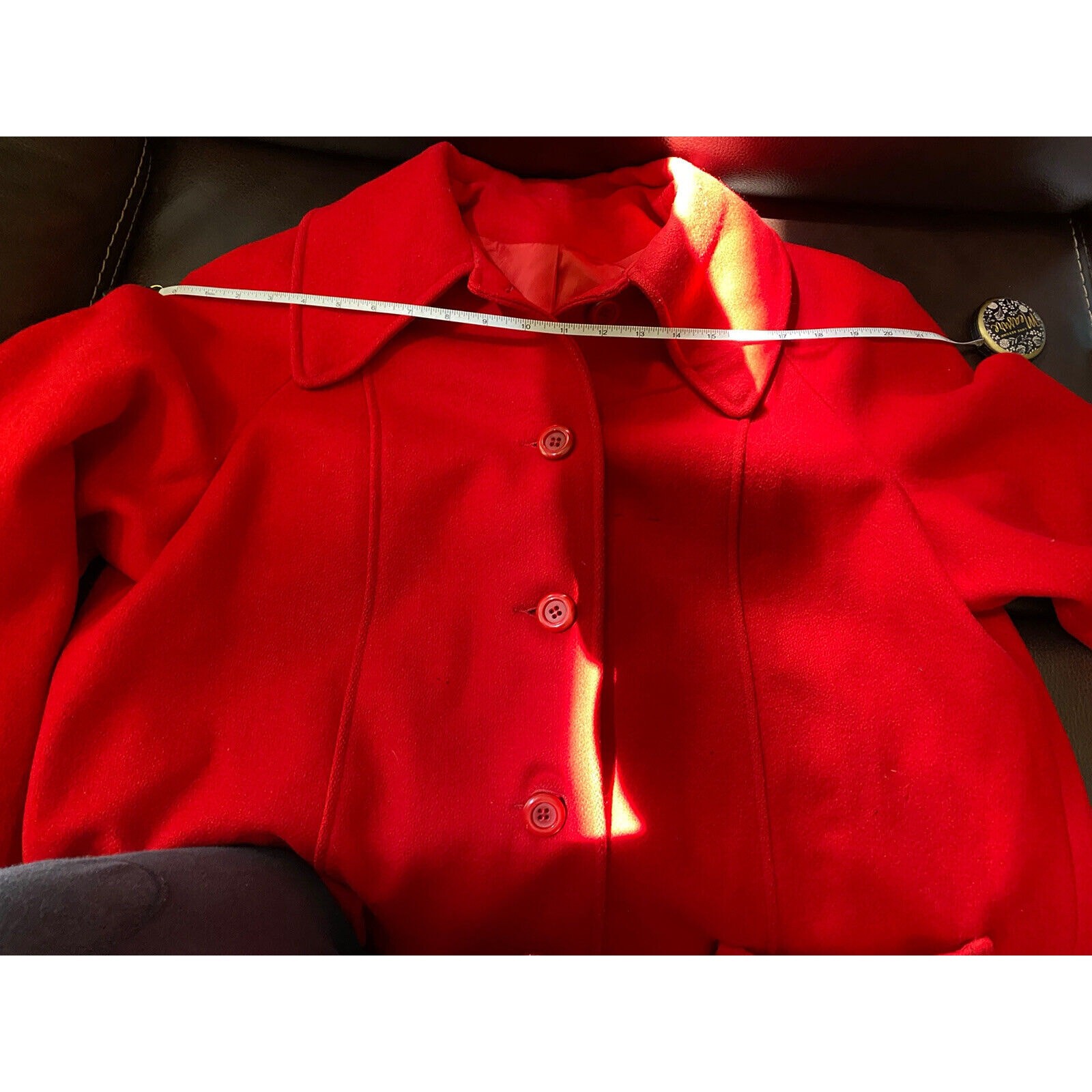 Sears Fashions Designs Red Wool Nylon Winter VTG Ladies Coat Jacket Cabin READ