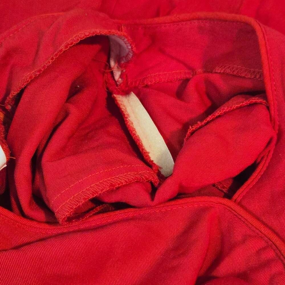 Vintage 90s La Belle Red Rayon Mini Dress Wavy Button Whimsigoth Retro Size 3/S