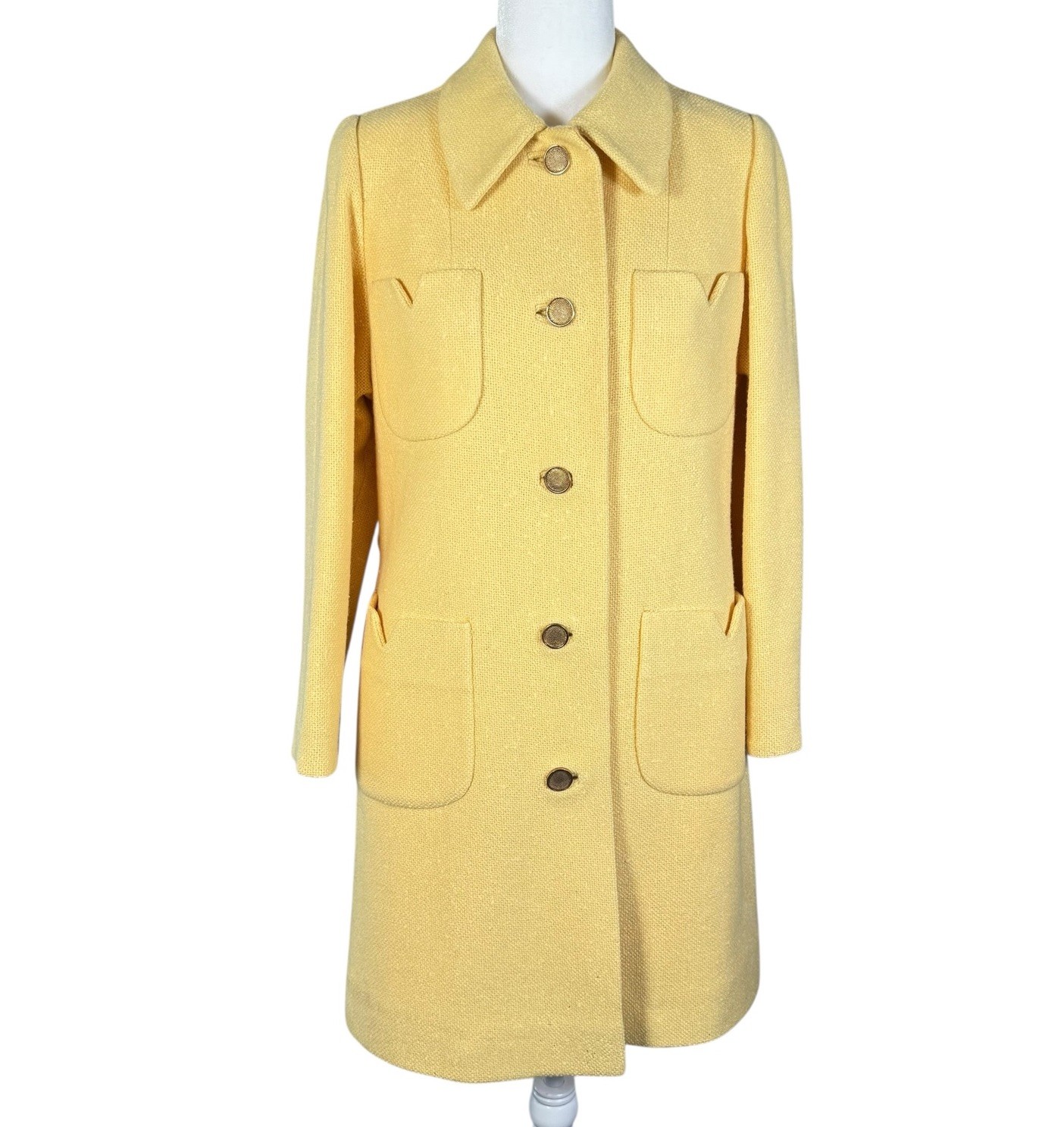Vintage 50s 60s S Town And Country Yellow Tweed Wool Swing Coat Western Jacket