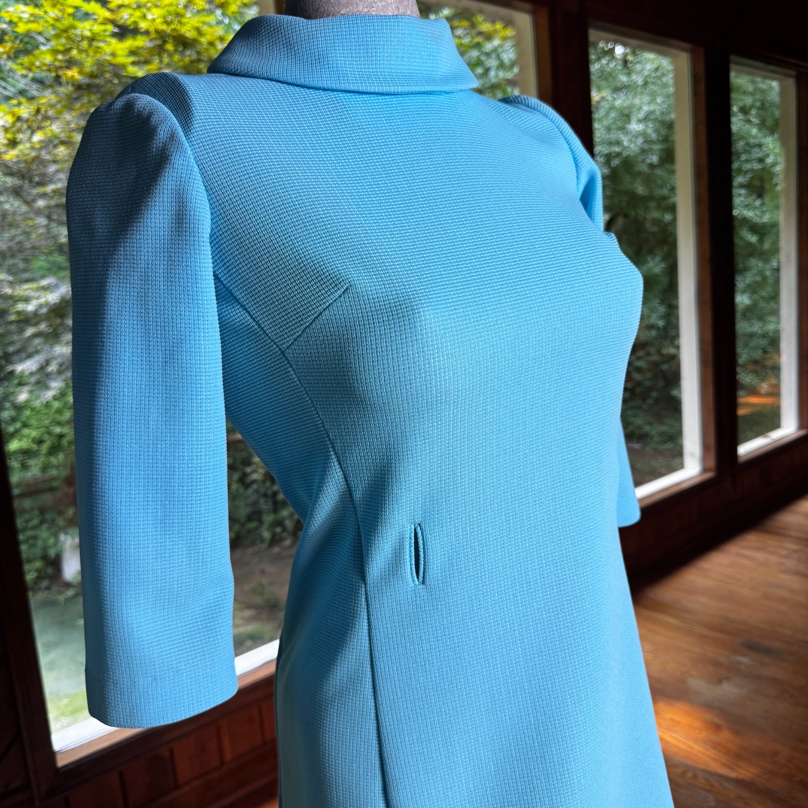 Vintage 60s 70s Stoner Square Nelly Don Mod Knit Shift Dress Talon Zip Small