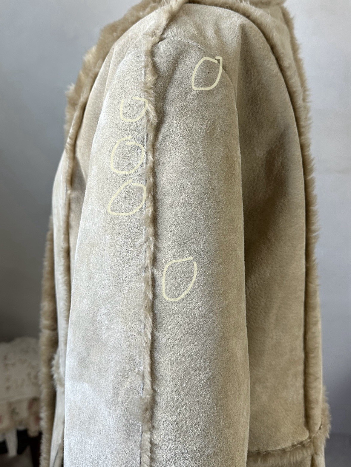 Vintage 70s style Hippie Faux Sheepskin Genuine Leather Long Coat Women’s Large