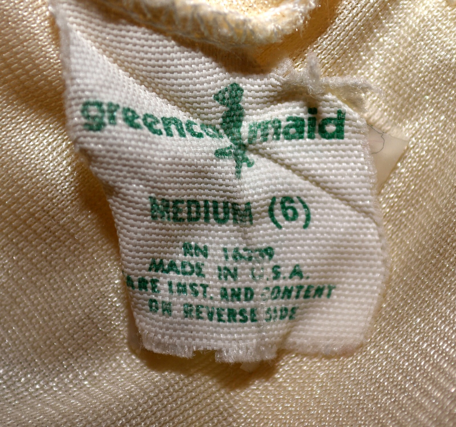 Vintage Greenco Maid Cream Nylon Tricot Small Lace Border Half Slip Size M USA