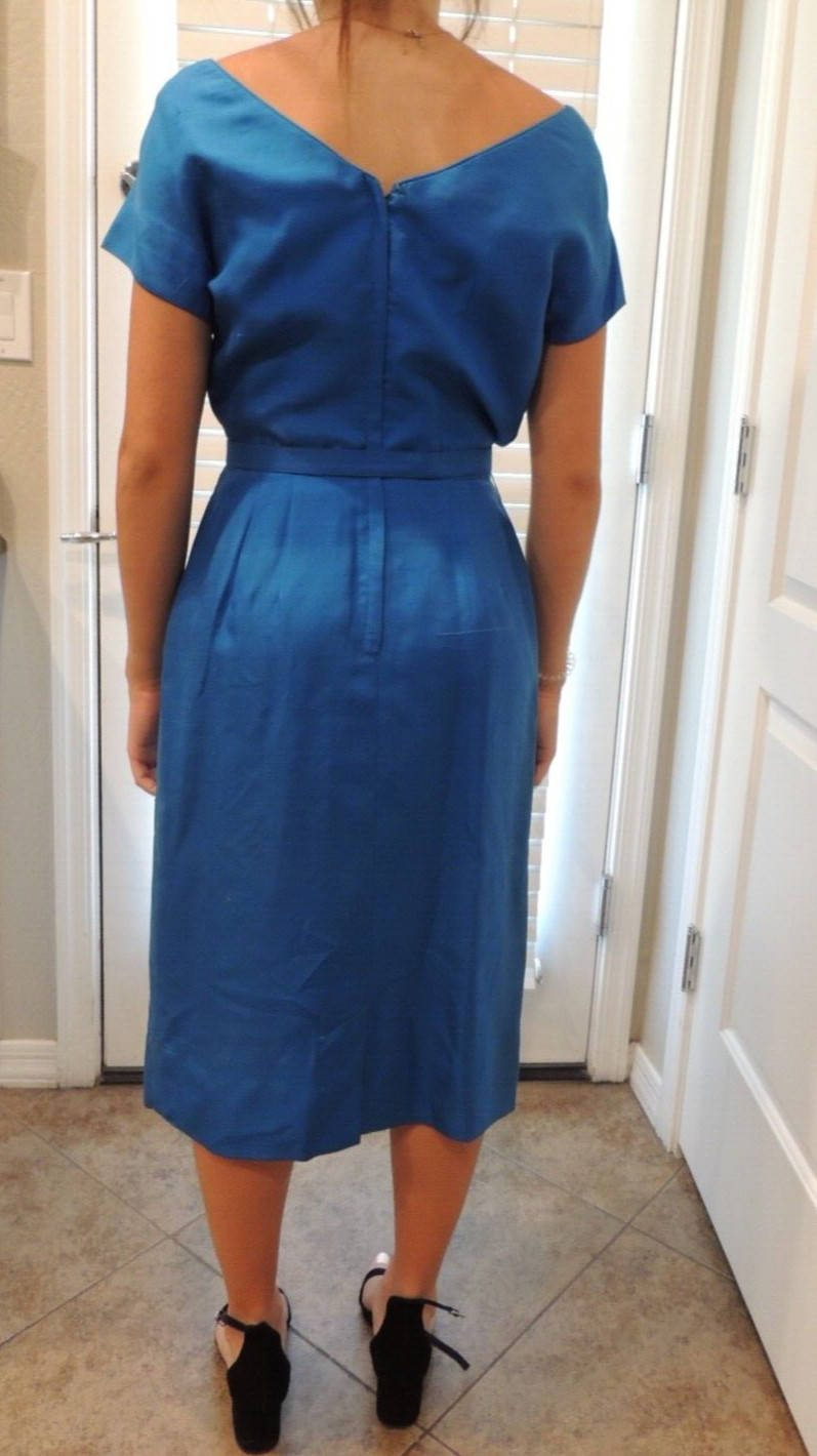Vintage Alexander Lipton Dress Womens With Jacket Bright Blue