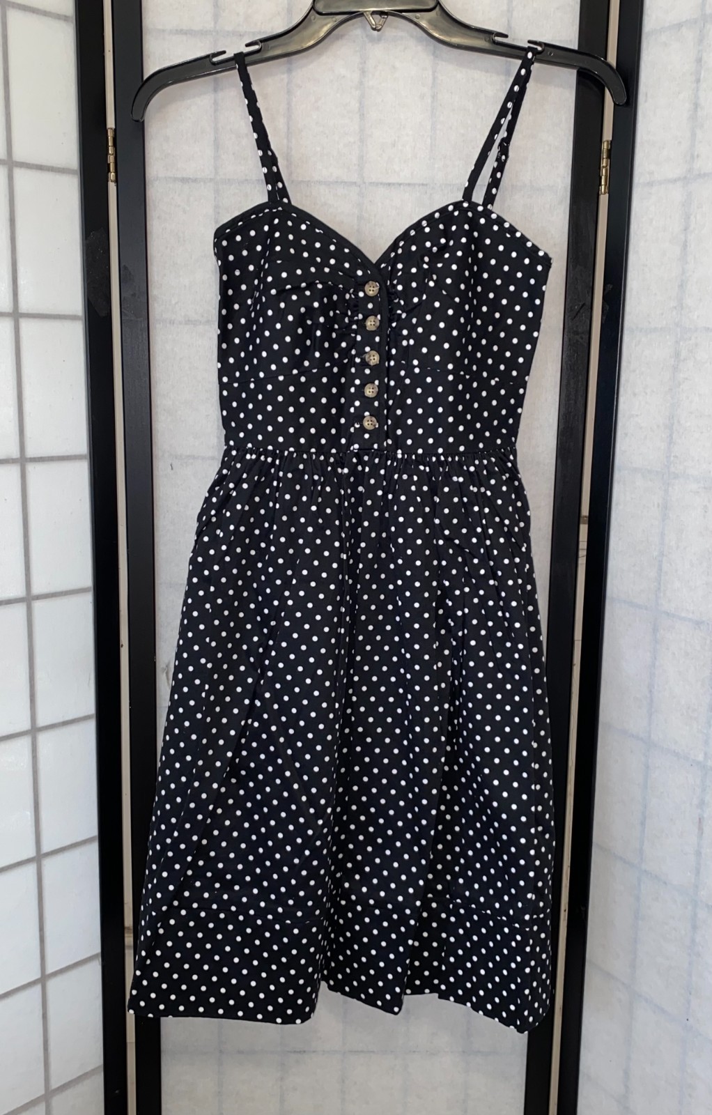 Vintage Roberta Oaks Hawaii Women’s XS Black White Polka Dot Sleeveless Dress