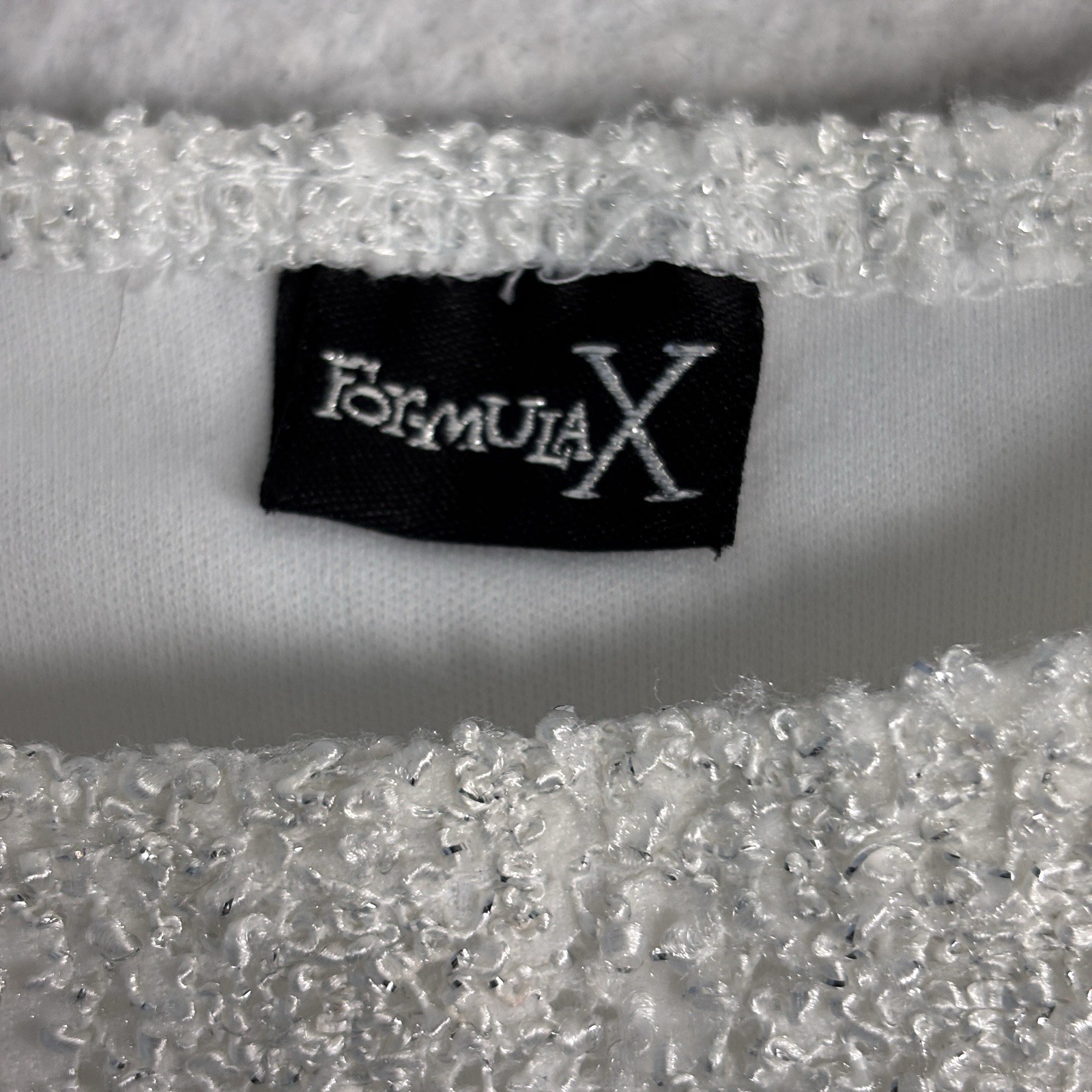 VTG Metallic Sequin Tank 90s Y2K White Lined USA Fitted S Formal Party