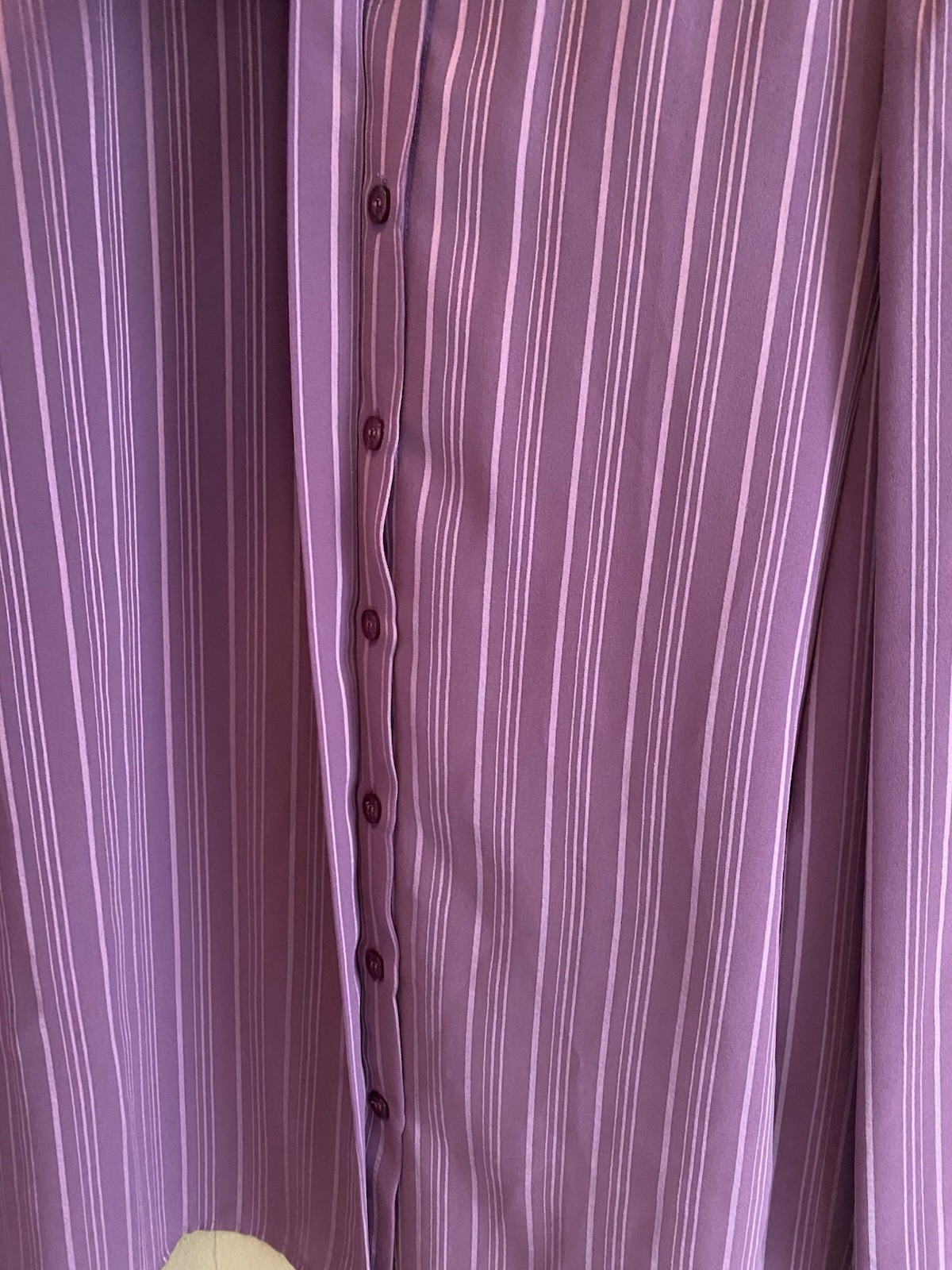 Vintage Purple Striped High Neck Long Sleeve Blouse Size 12 Large