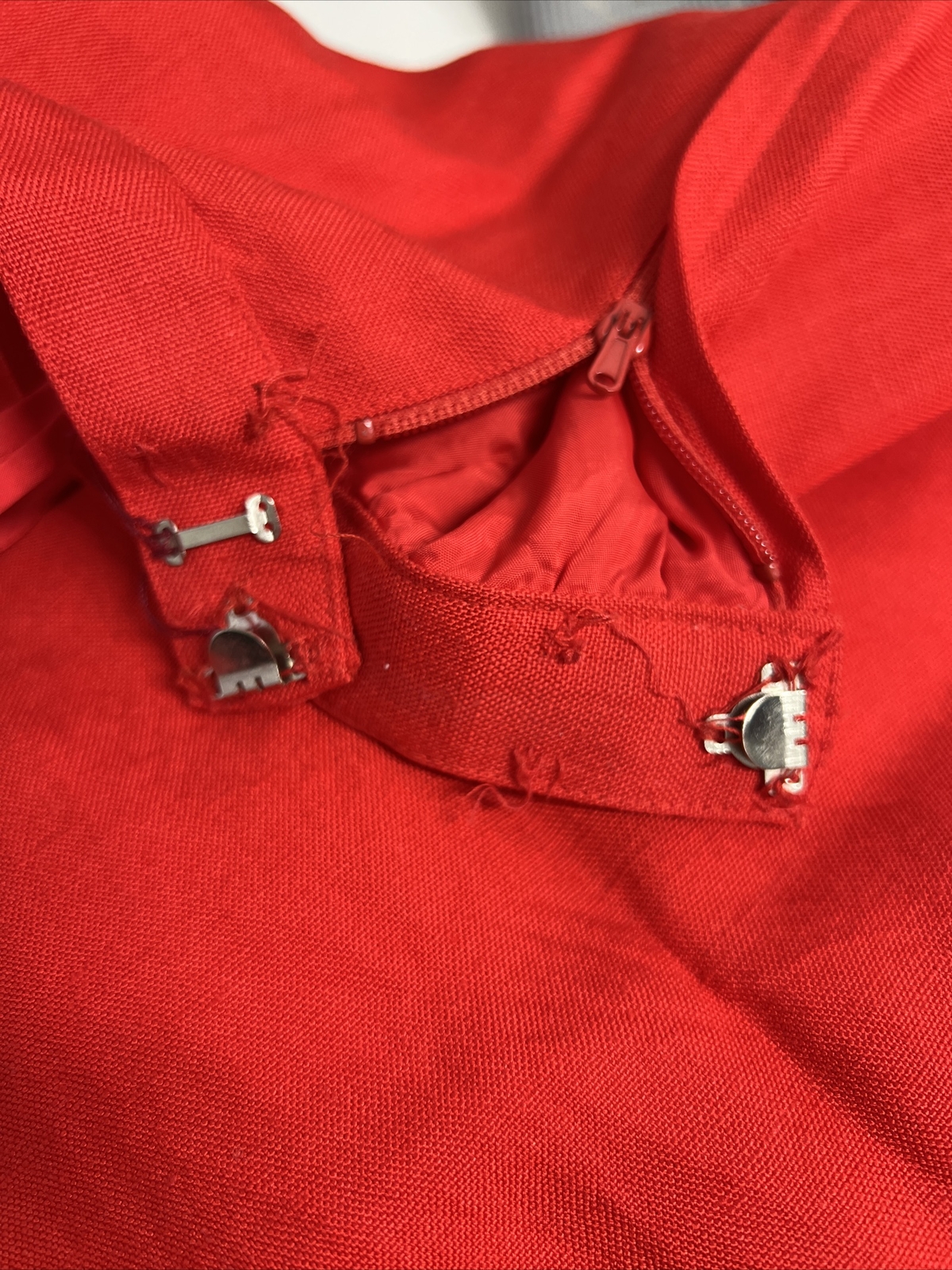 Vintage Adele Simpson Candy Apple Red Linen Blend High Waist Pleated Long Skirt