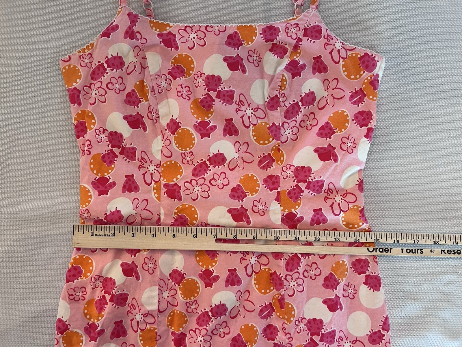 LILLY PULITZER (6) VINTAGE Bocci Citrus Bee Ladybug WHITE LABEL Pink Floral EUC