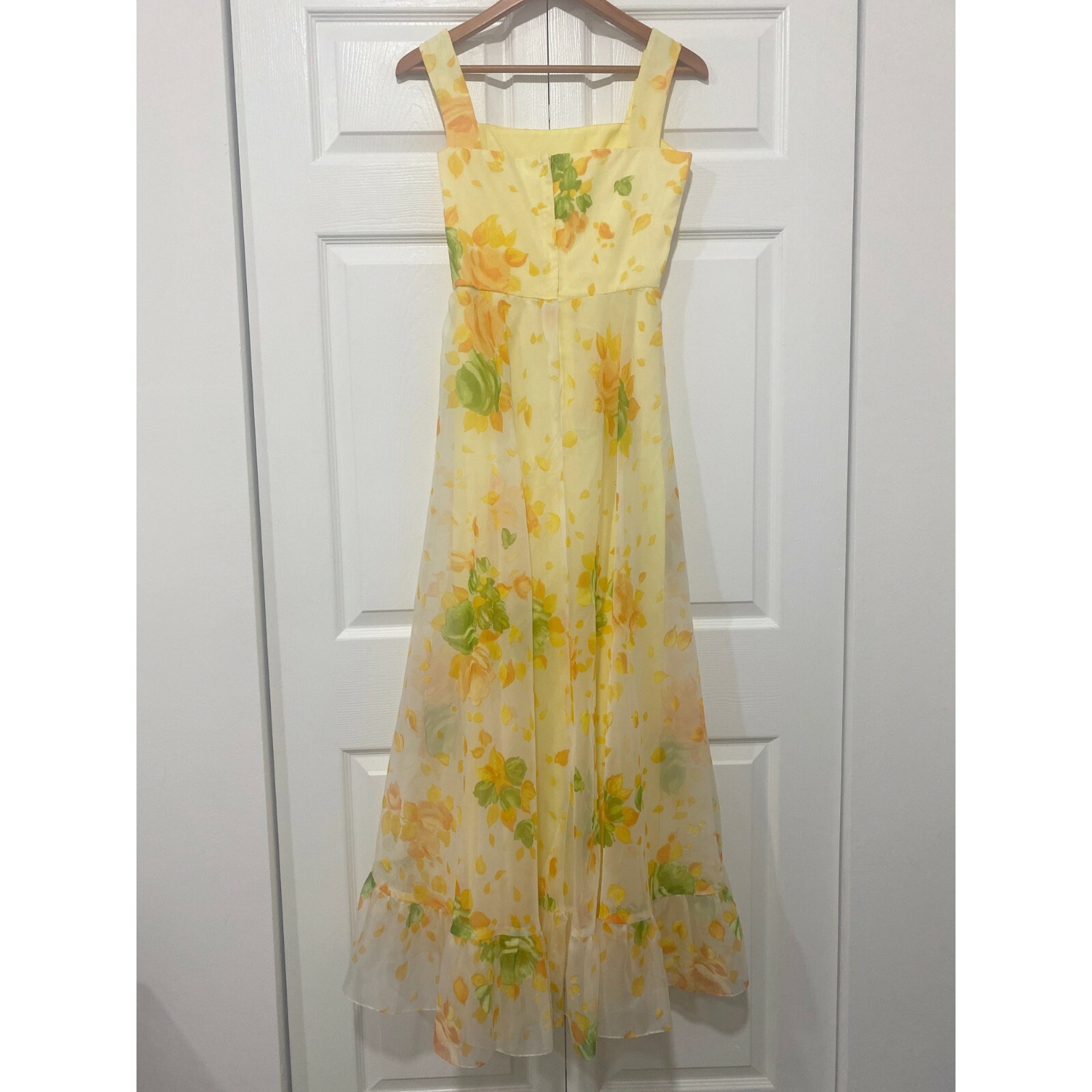 Lorrie Deb San Francisco Vintage Yellow Floral Tulle Sleeveless Dress 9/10
