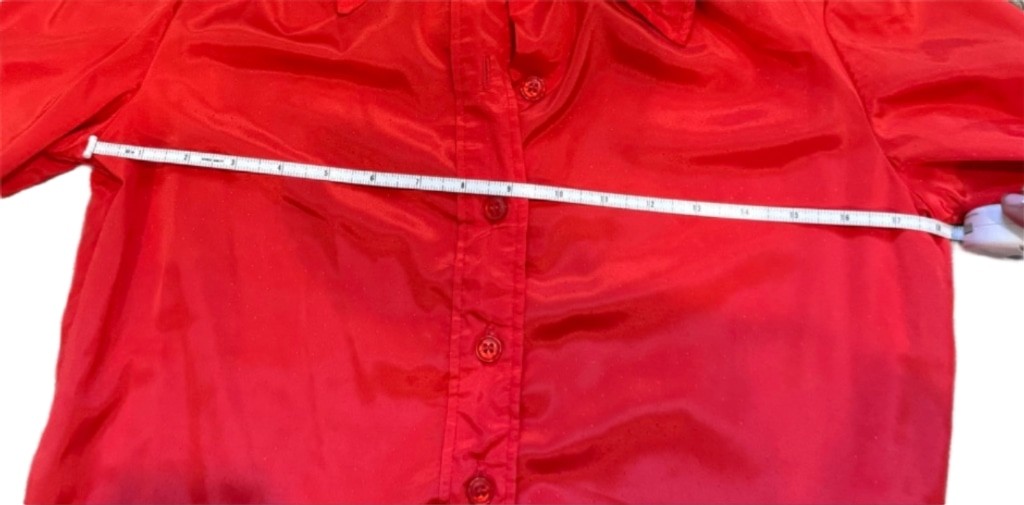 Vintage Unbranded Taffeta like Red Blouse with waist Sash