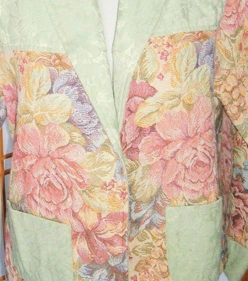 Vtg Jacket 14 Melissa Collection Tapestry brocade floral cottagecore Blazer boho