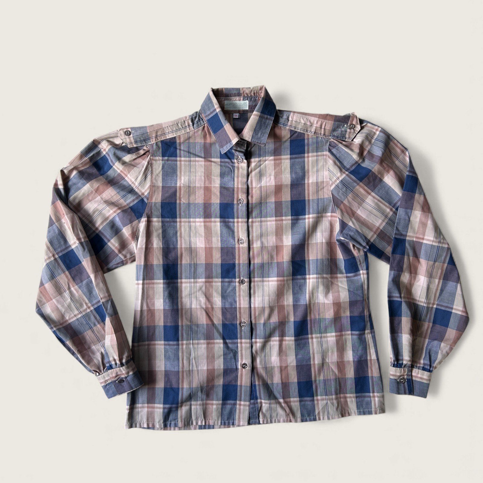 Vintage Marco Brunelli Plaid Button Down Western Shirt Size 36 Long Sleeve