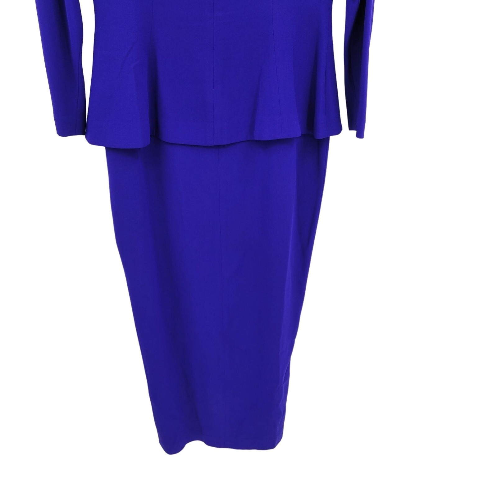 Vintage 80’s Daymor Couture Gown 6 Blue Peplum Beaded Front Slit Modest Sexy