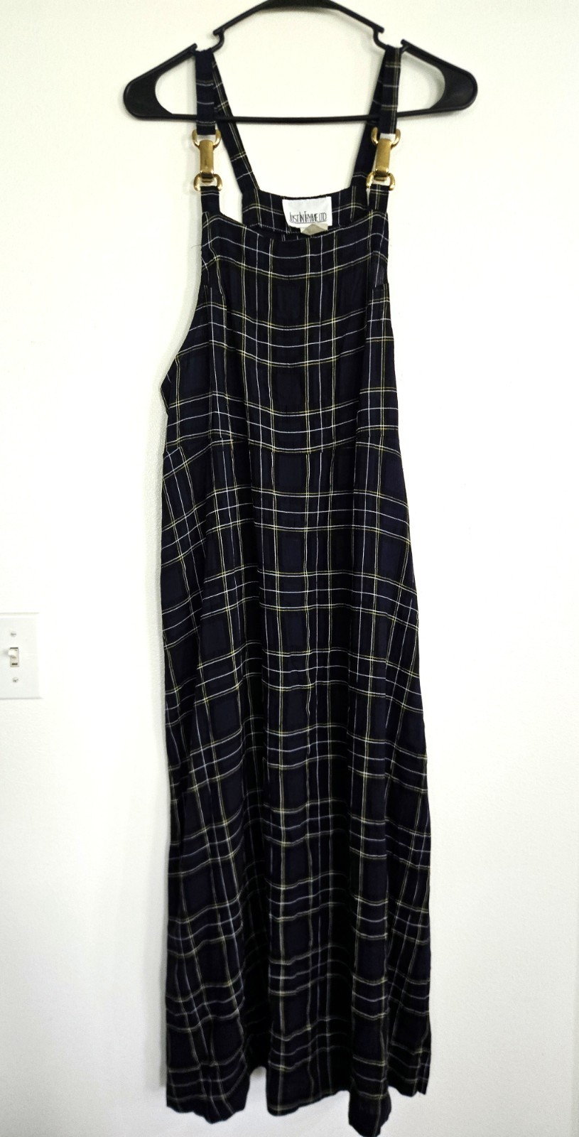 Vintage 90s Just In Thyme Ltd Plaid Jumper Dress Size 10 Pinafore Maxi