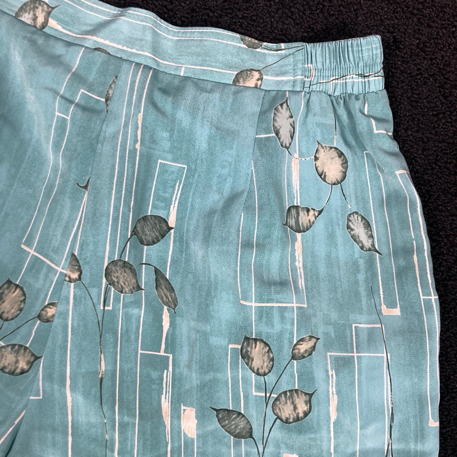 Shorts Tropical womens vtg Lily’s of Beverly Hills 14 Teal Green Leaf AOP lilys