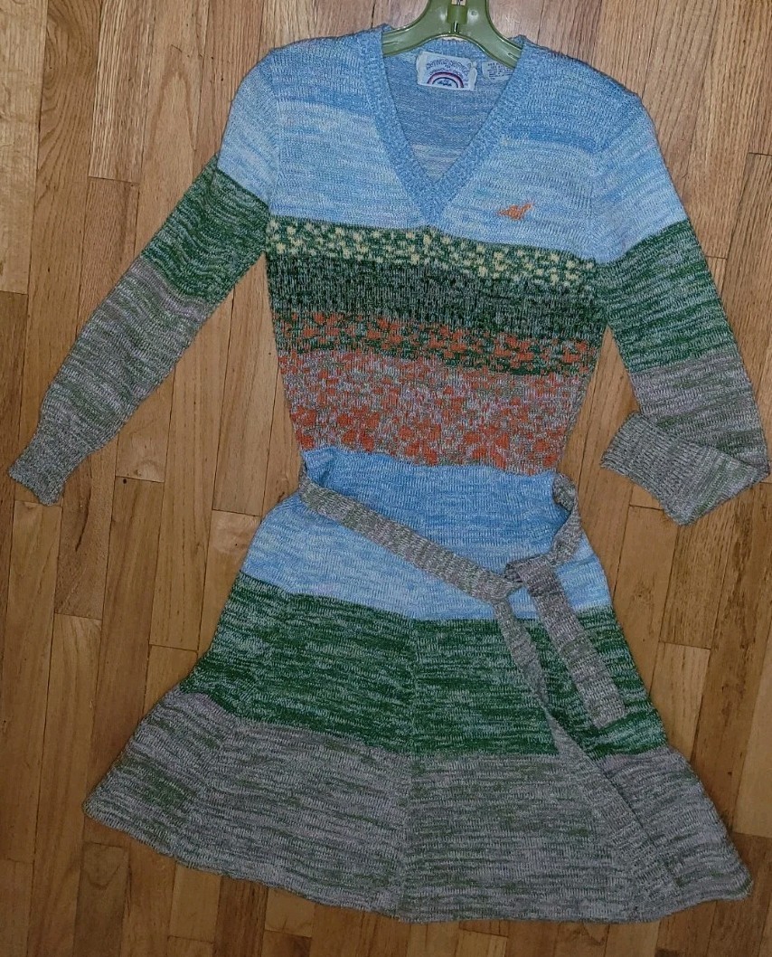 MOTHER NATURE For ORGANICALLY GROWN BY ARPEJA KNIT DRESS, 1970s, EUC, Sz S