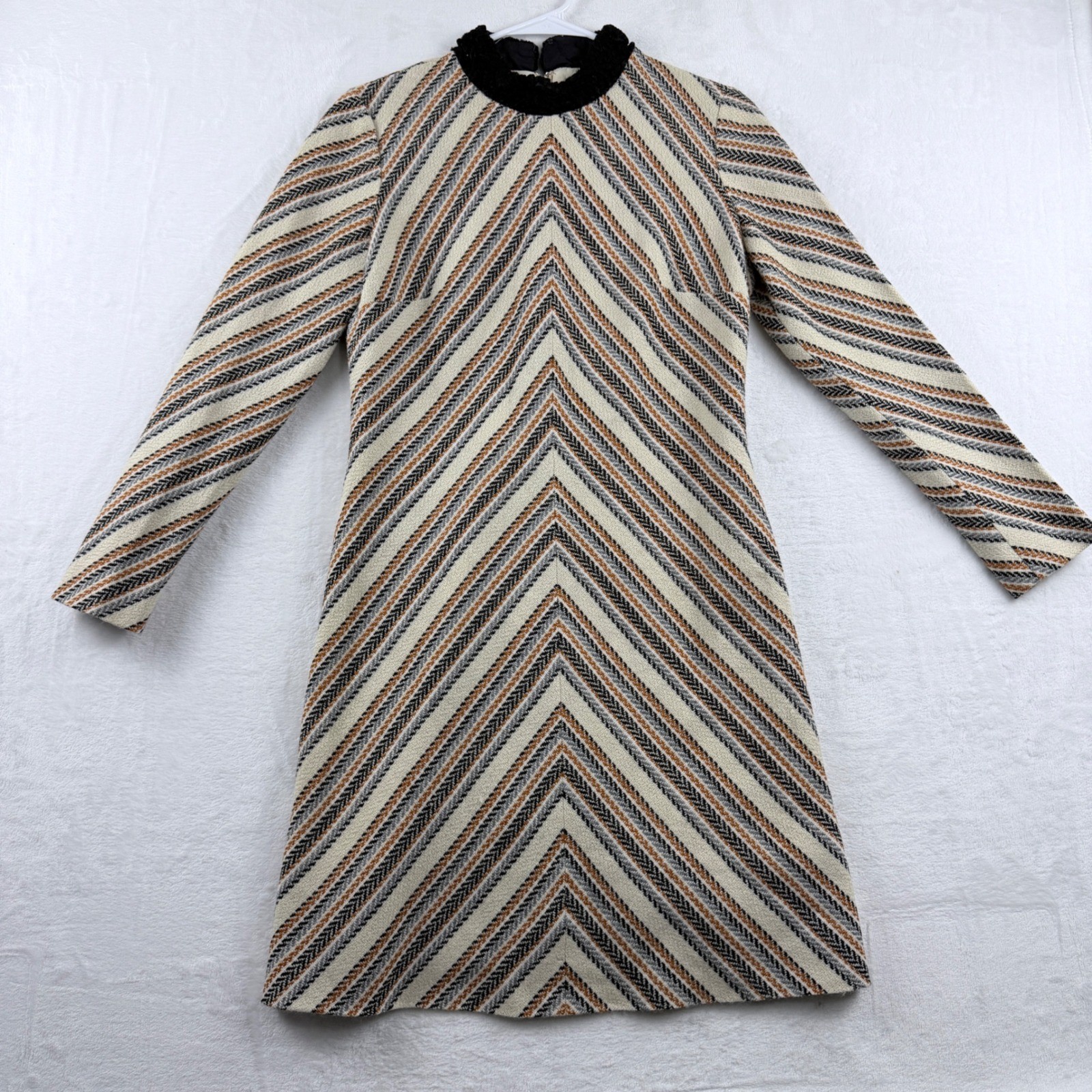 S Eisenberg California Chevron Mock Neck Sweater Dress Retro Boho No Size Tag