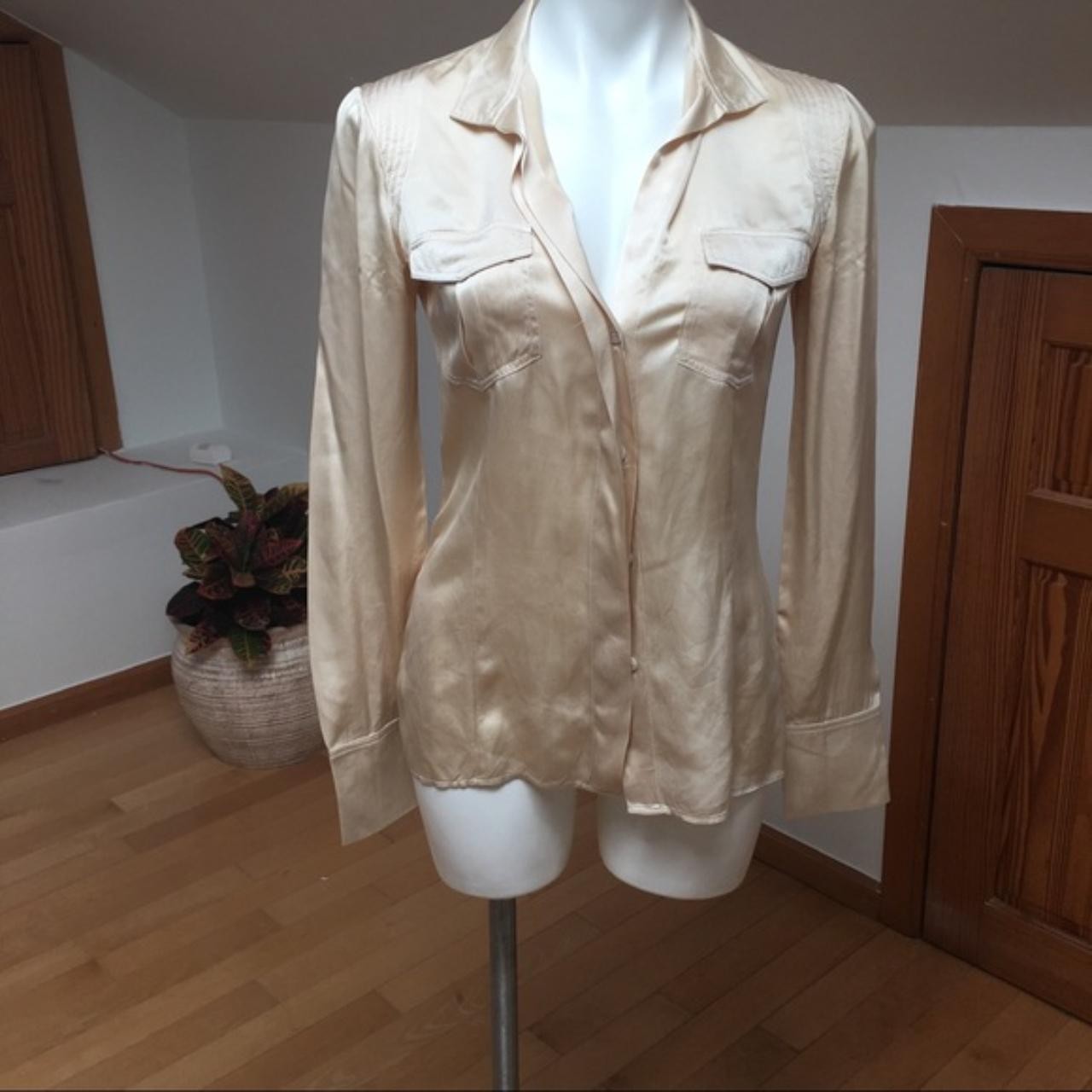 silk top Women’s Cream button down Blouse