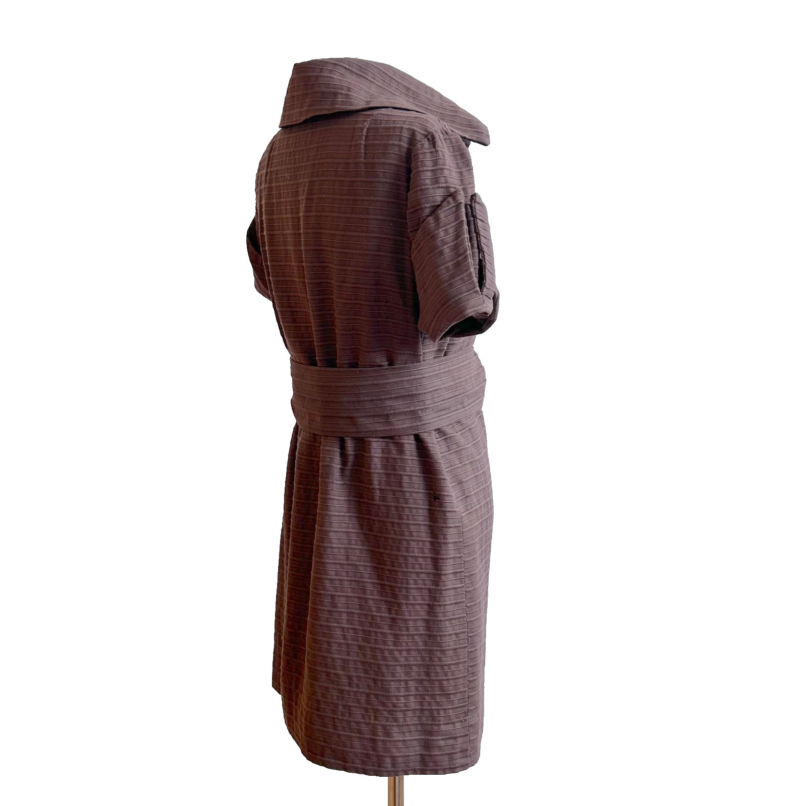Vintage Summer Dress Ulla Vicki Cooper Brown Cotton Belted