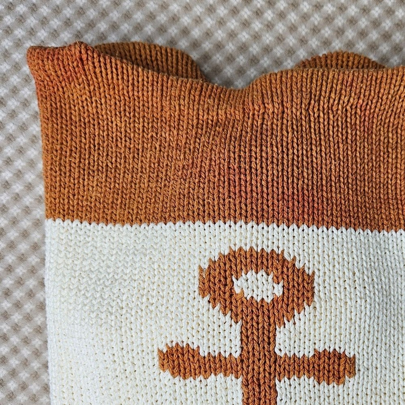 J.G. Hook Vintage Nautical Anchor Rust Cream Stripe Boatneck Cotton Knit Sweater