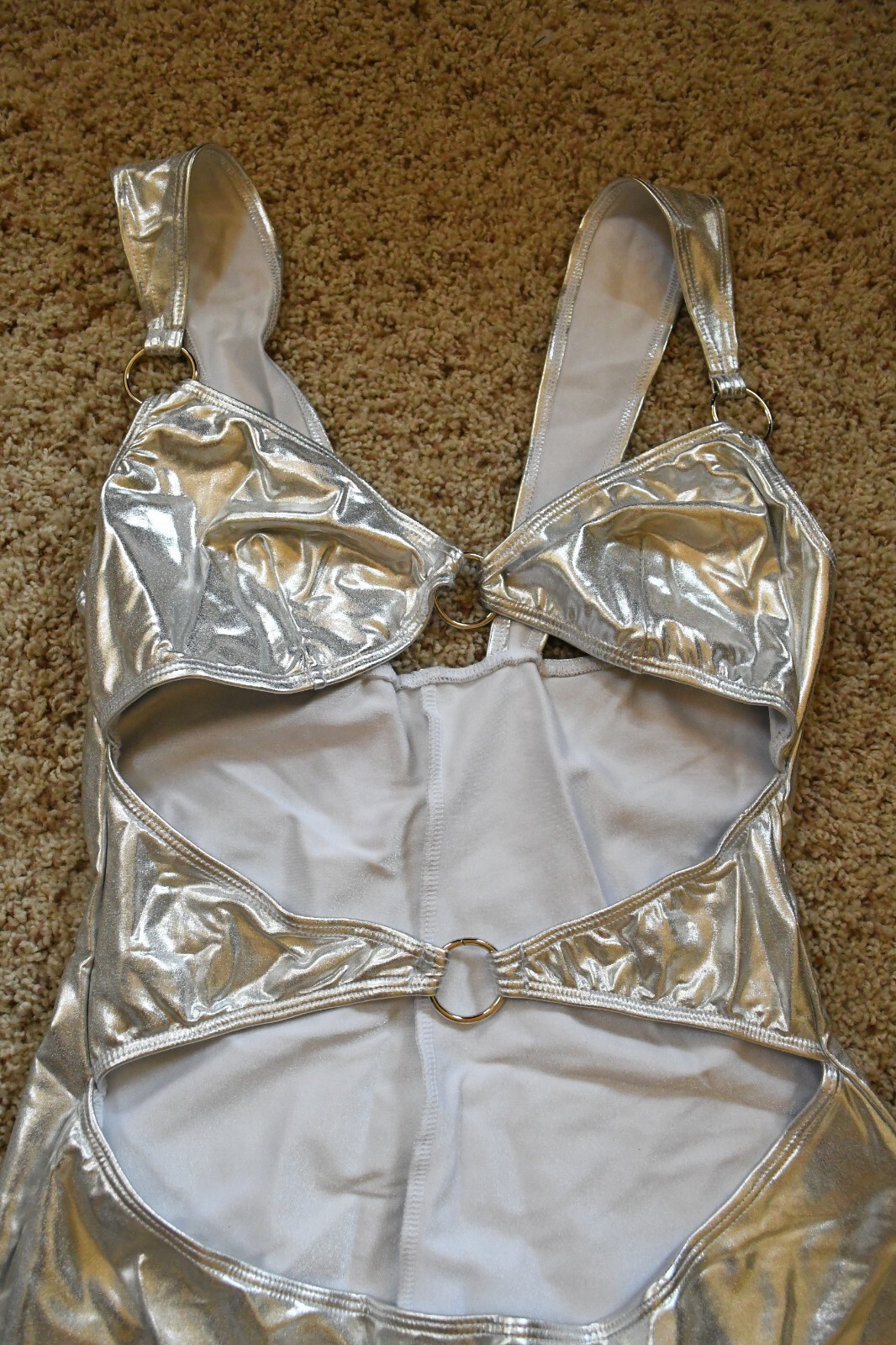 VINTAGE 1990’S METALLIC SILVER DANCER DRESS WICKED TEMPTATIONS M/L