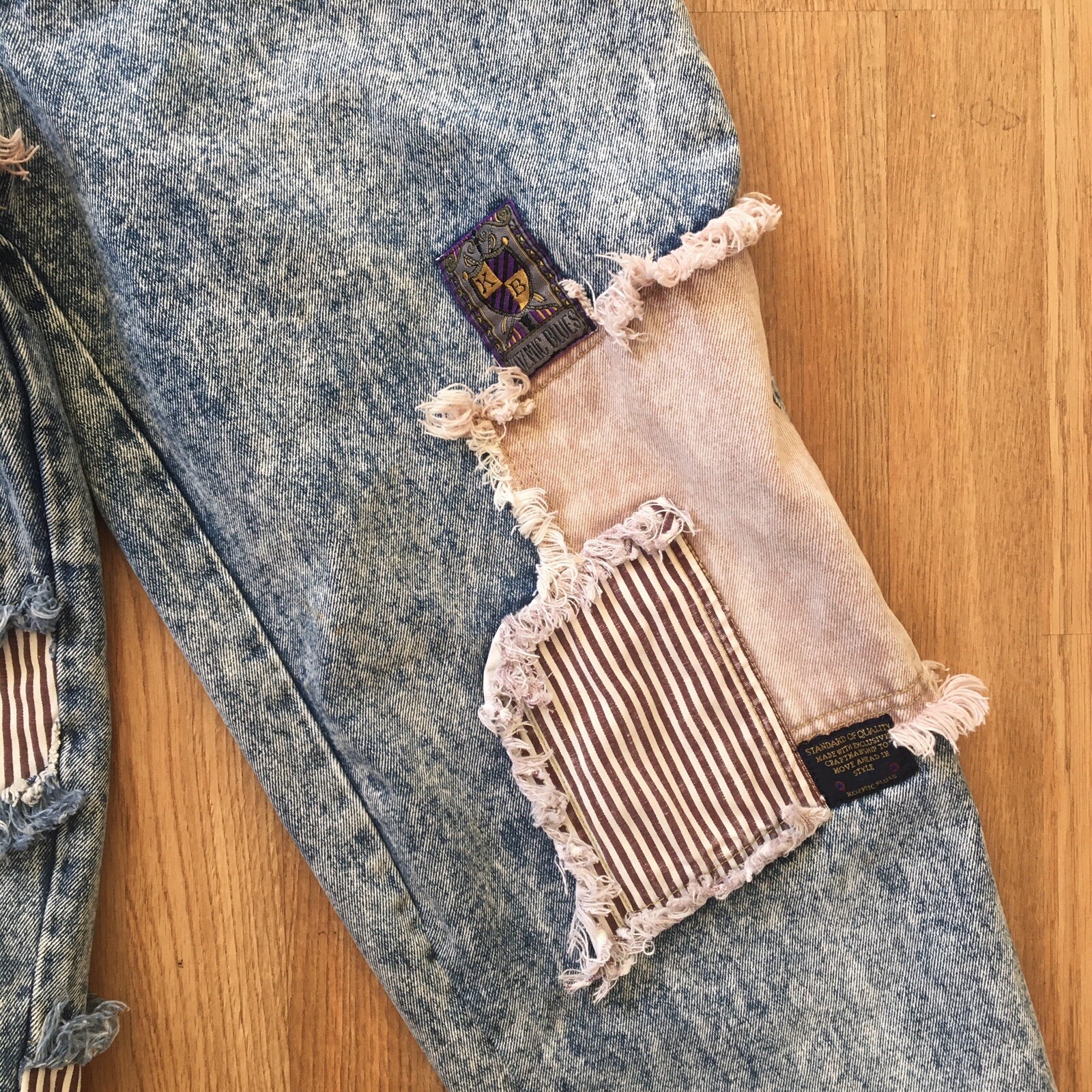 80s Vintage Kozmic Blues Acid Wash Patchwork Jeans 28”