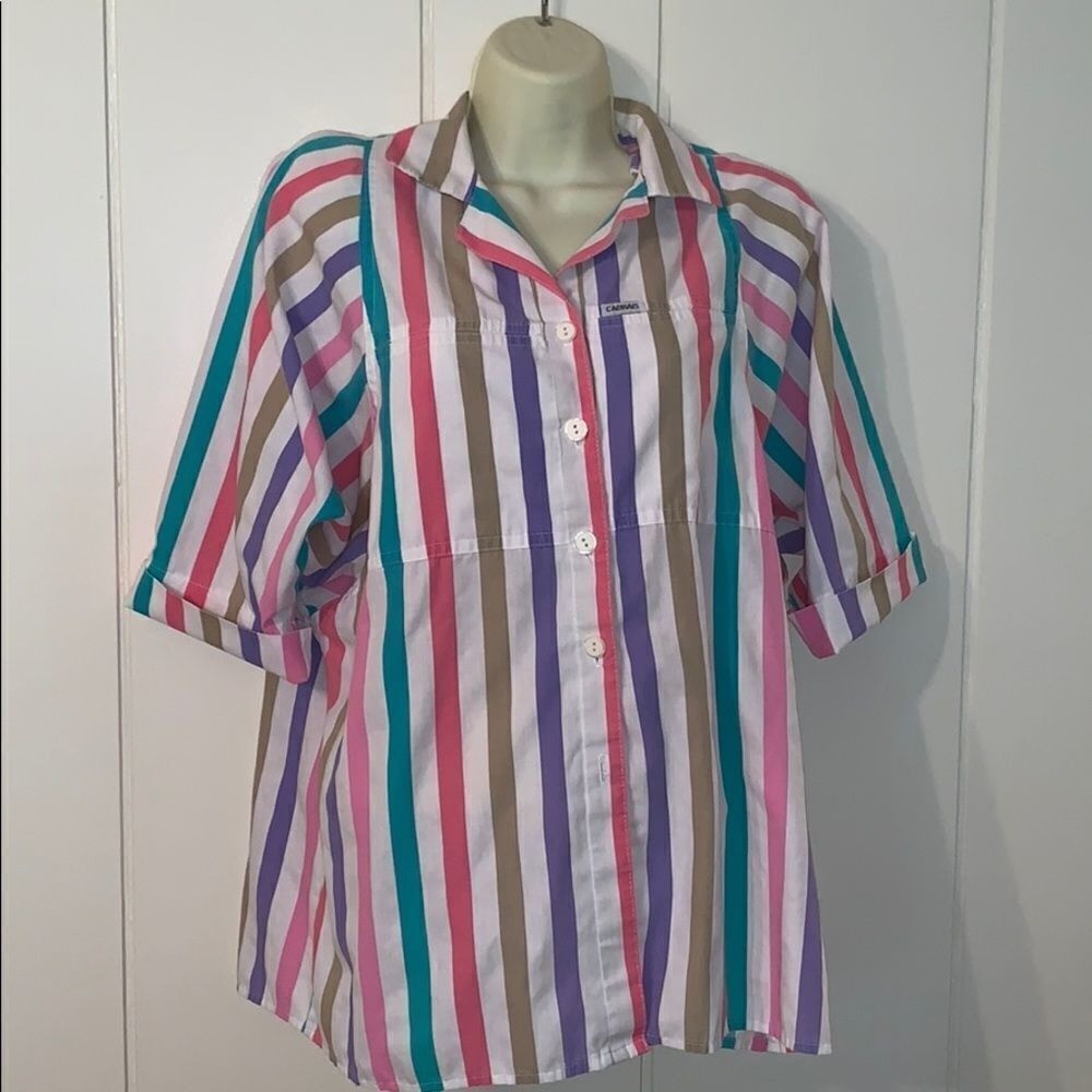 Totally 80s Vtg Cabrais striped multi color top
