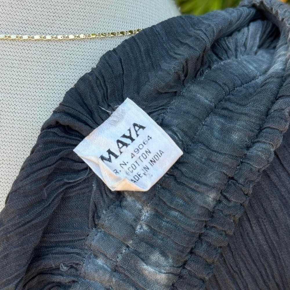 Maya vintage free people style gray purple tie dye ombre crinkle cotton midi