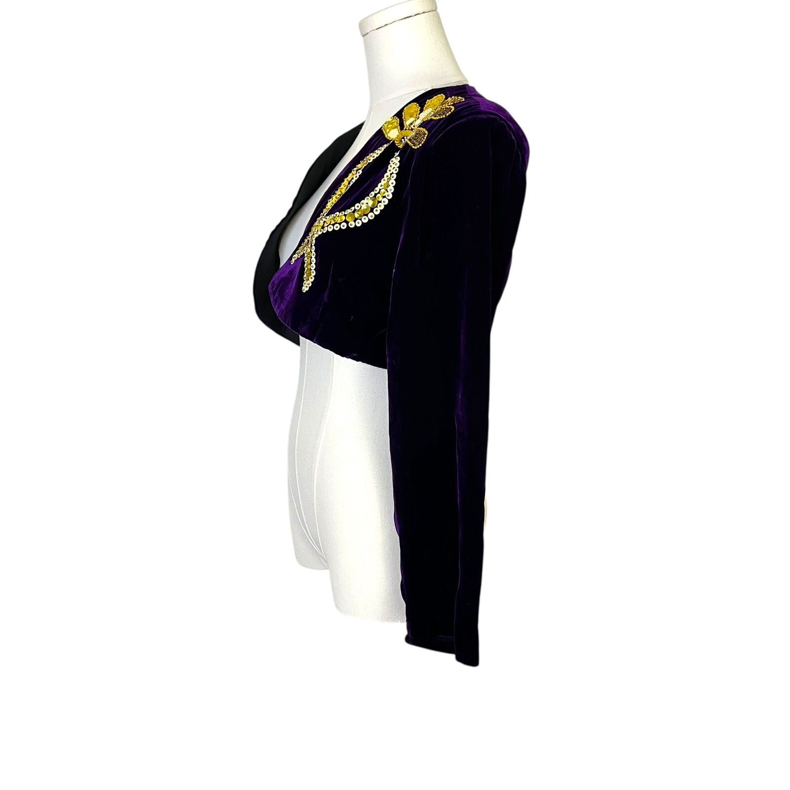 Vintage 90s Y2k Palet Perspective Purple Western Velvet Sequin Bolero Jacket