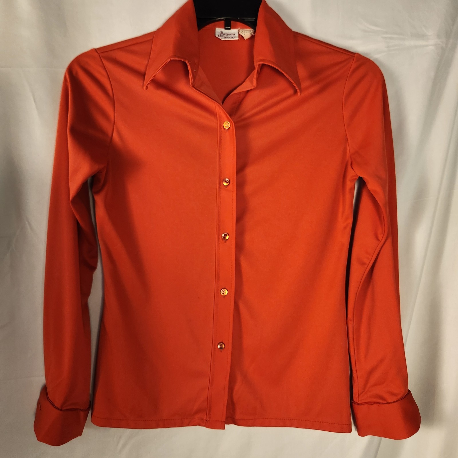 70s Jayson Classics Orange Retro/Mod/Indie Women’s Button Up Shirt 10