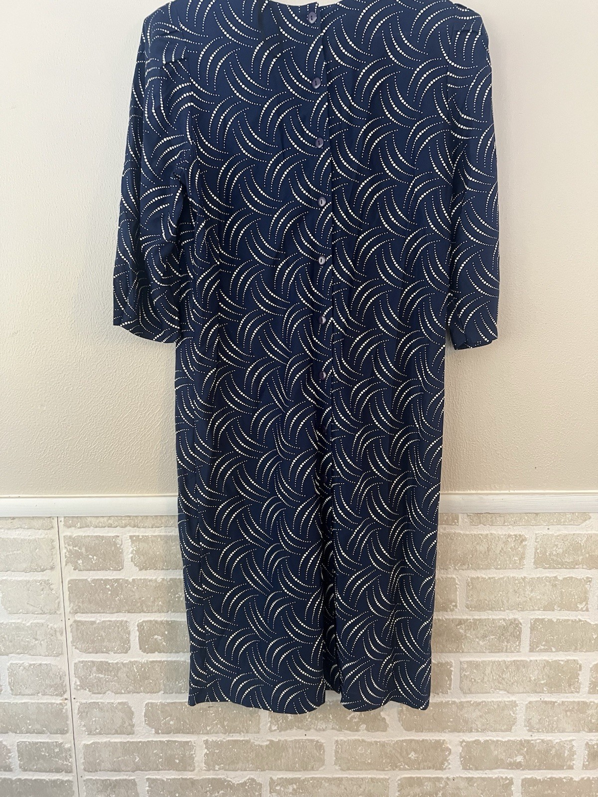 Vintage Jeremy Petites Navy Abstract Dot Dress w Cropped Bolero Made USA
