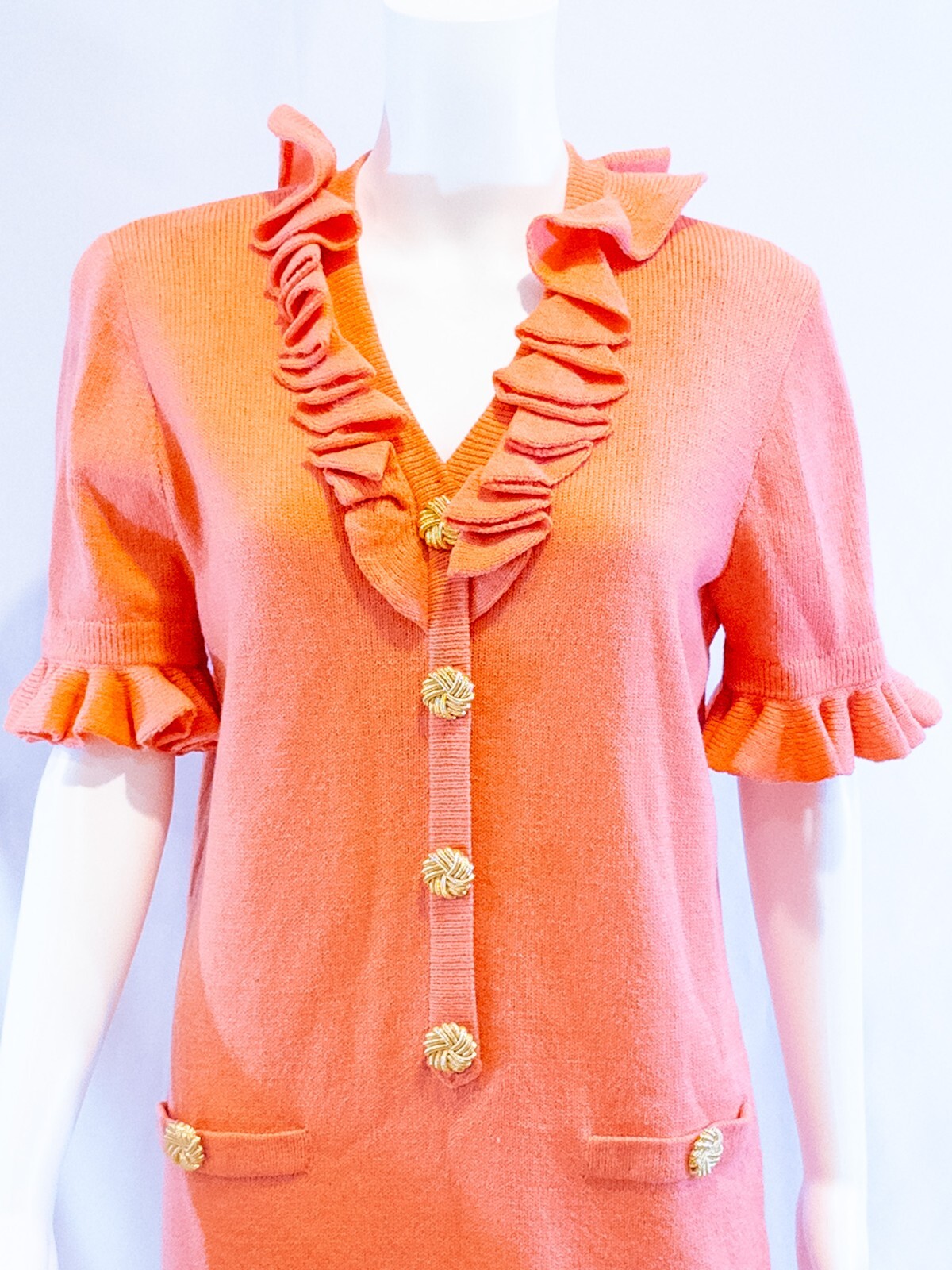Don Sayres for Wellmore, Neiman Marcus Vintage Orange Wool Blend Dress -Size 6